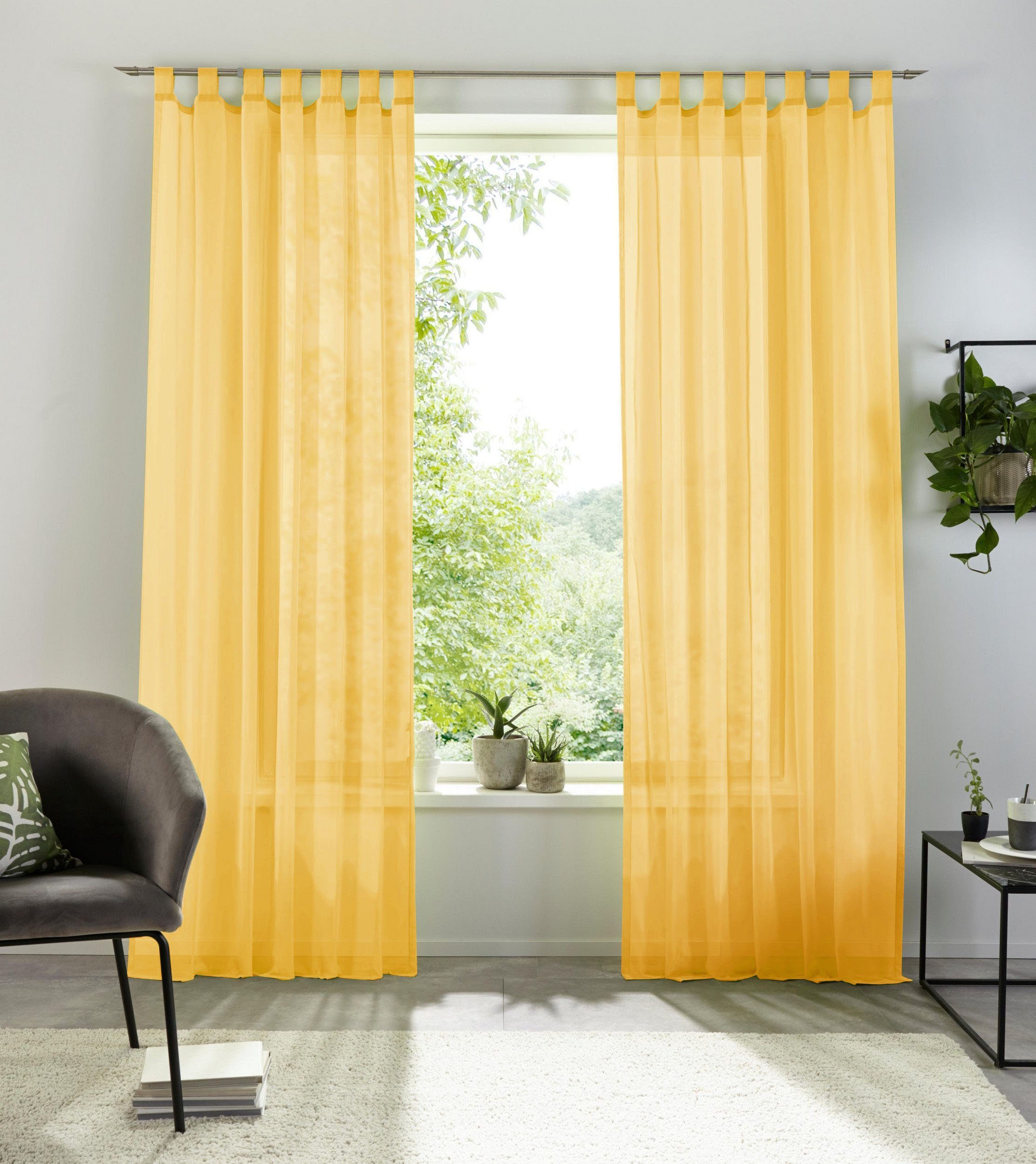 Gardine XANA, my home, Schlaufen (1 St), transparent, Polyester, Voile, Bestseller, einfarbig, 1 Schal, pflegeleicht, unifarben