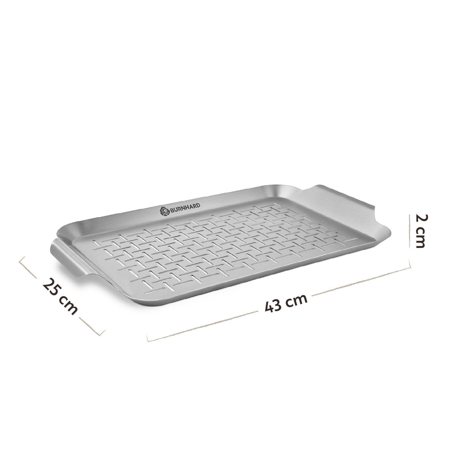 BURNHARD® Grillschale Edelstahl Grillschale groß 42,5 x 25 x 2 cm
