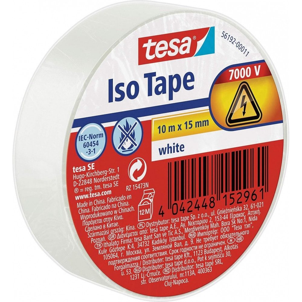 tesa Isolierband 10m 15mm, weiß - Isolierband. Elektro-Kabel