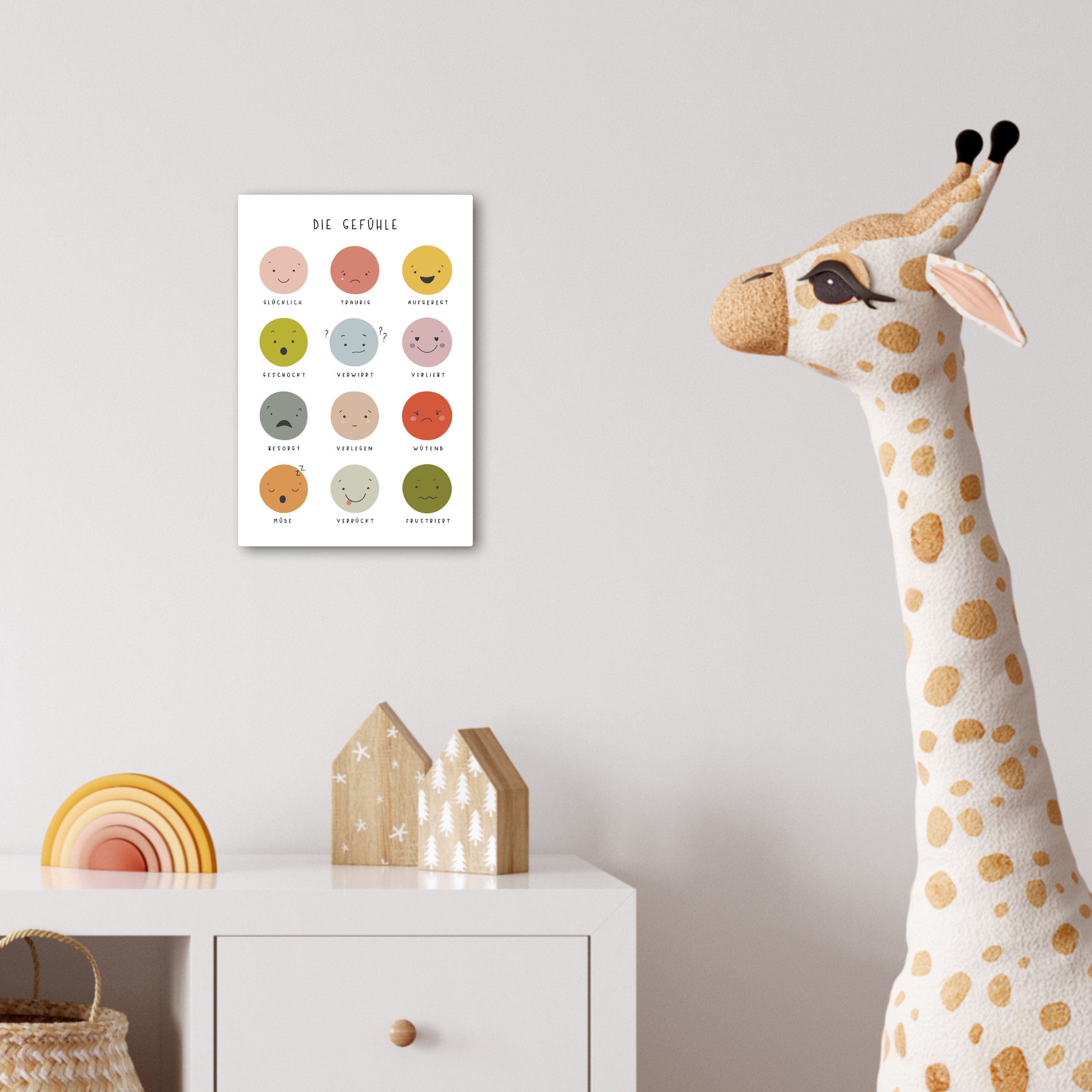 OneMillionCanvasses® Leinwandbild Pädagogisch - Gefühle lernen - Weiß - Emotionen, Fotodruck (1 St), Kinderzimmer Deko, Mädchen und Jungen Bilder 20x30 cm – Bild 4 von 5
