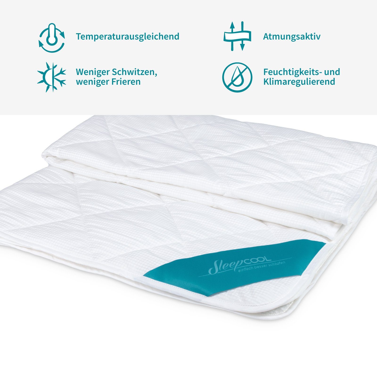 Füllung: Kühleffekt Bettdecke mit 50% SleepCOOL, TENCEL® 50% Leichte (Lyocell), Sommerbettdecke, Cool.Breeze, Polyester