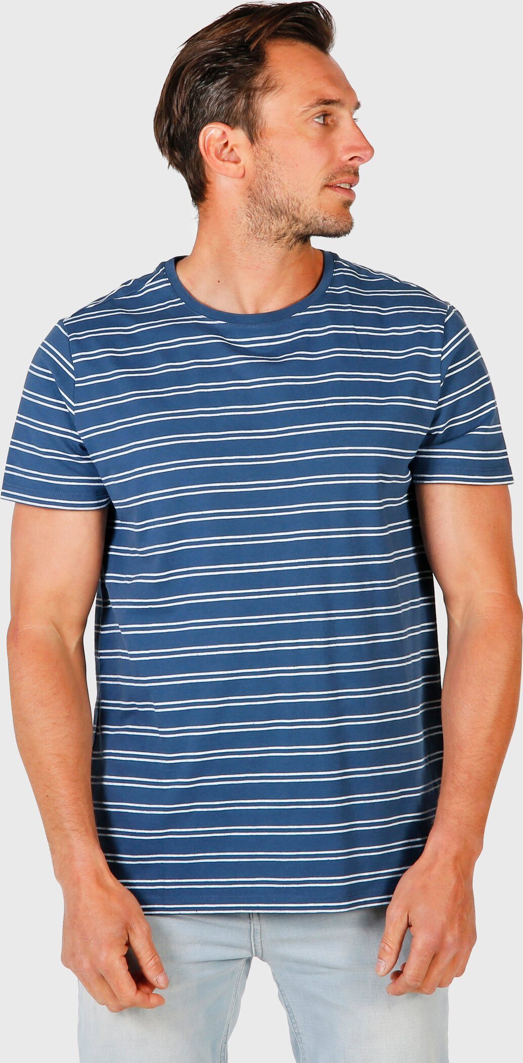 Brunotti T-Shirt Tim Twin Stripe Mens T-shirt Jeans Blue