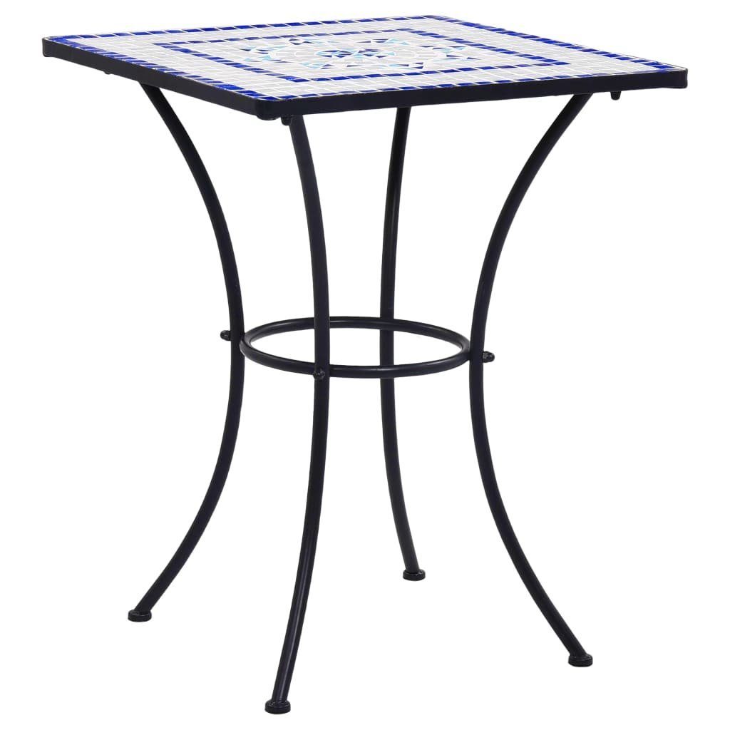 furnicato Gartentisch Mosaik-Bistrotisch Blau und Weiß 60 cm Keramik (1-St)