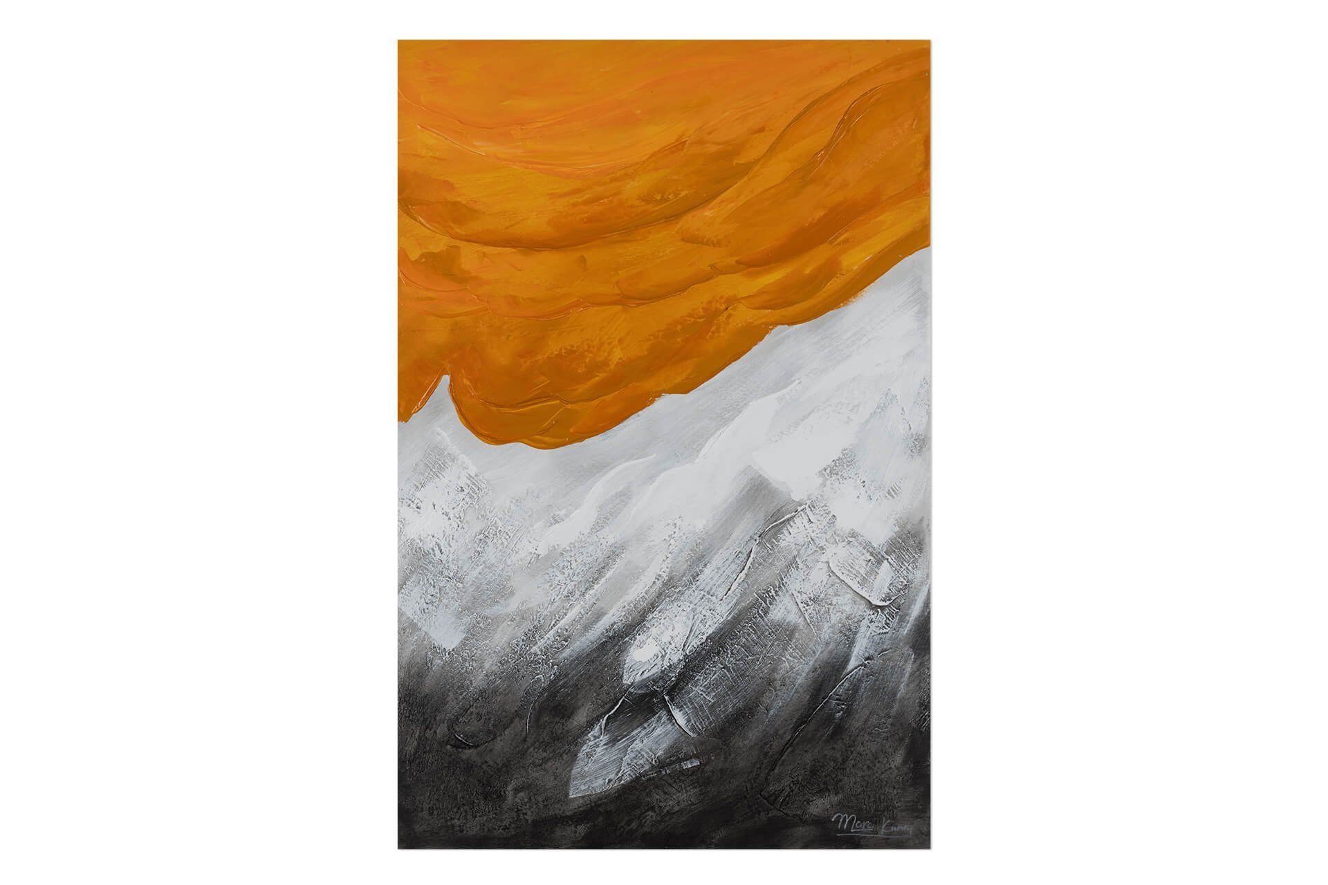 KUNSTLOFT Wohnzimmer Wandbild Leinwandbild Orange cm, 100% HANDGEMALT Gemälde 60x90 Evening