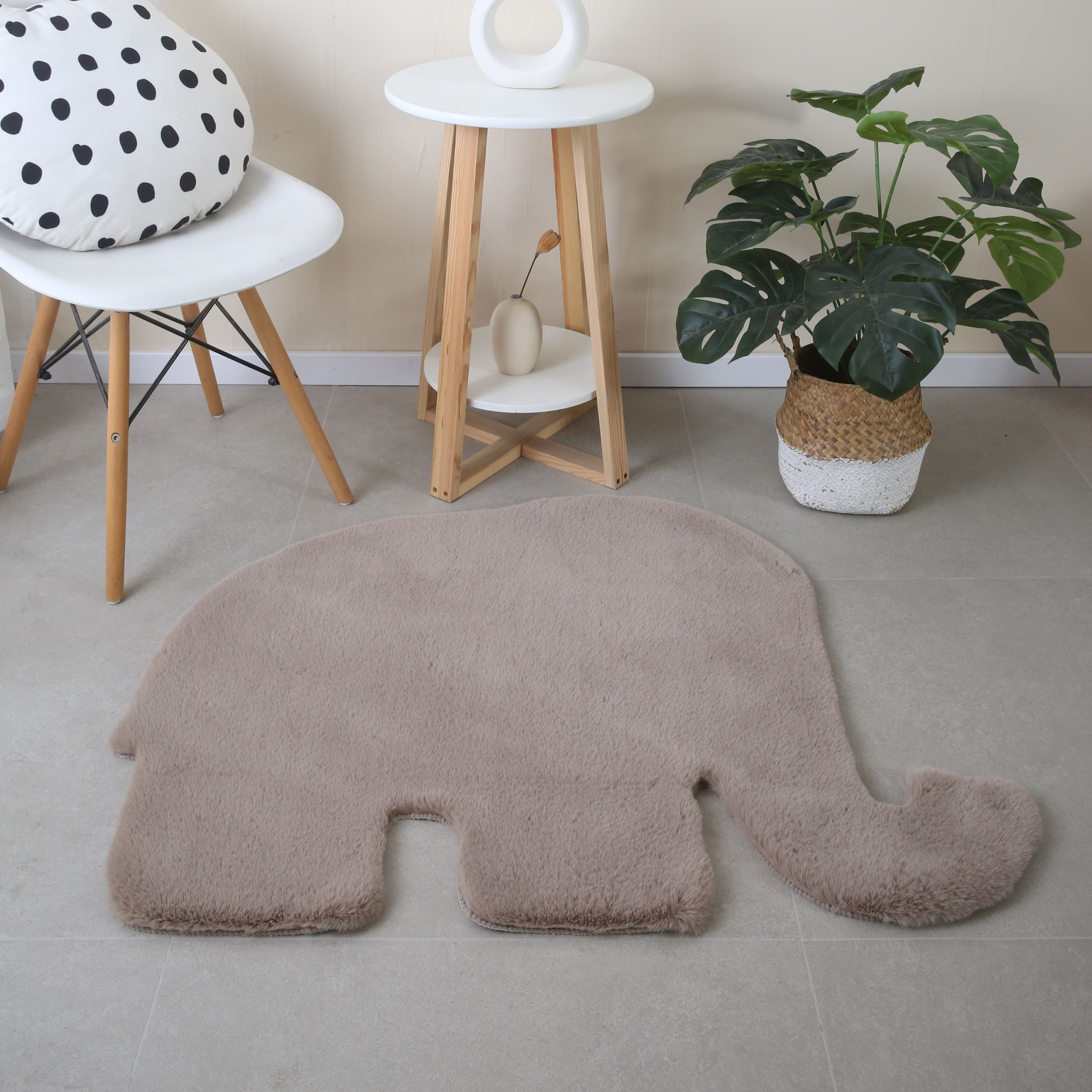Teppich Elefant, Teppium, Läufer, Höhe: 25 mm, Teppich Kinderzimmer, Babyzimmer Beige