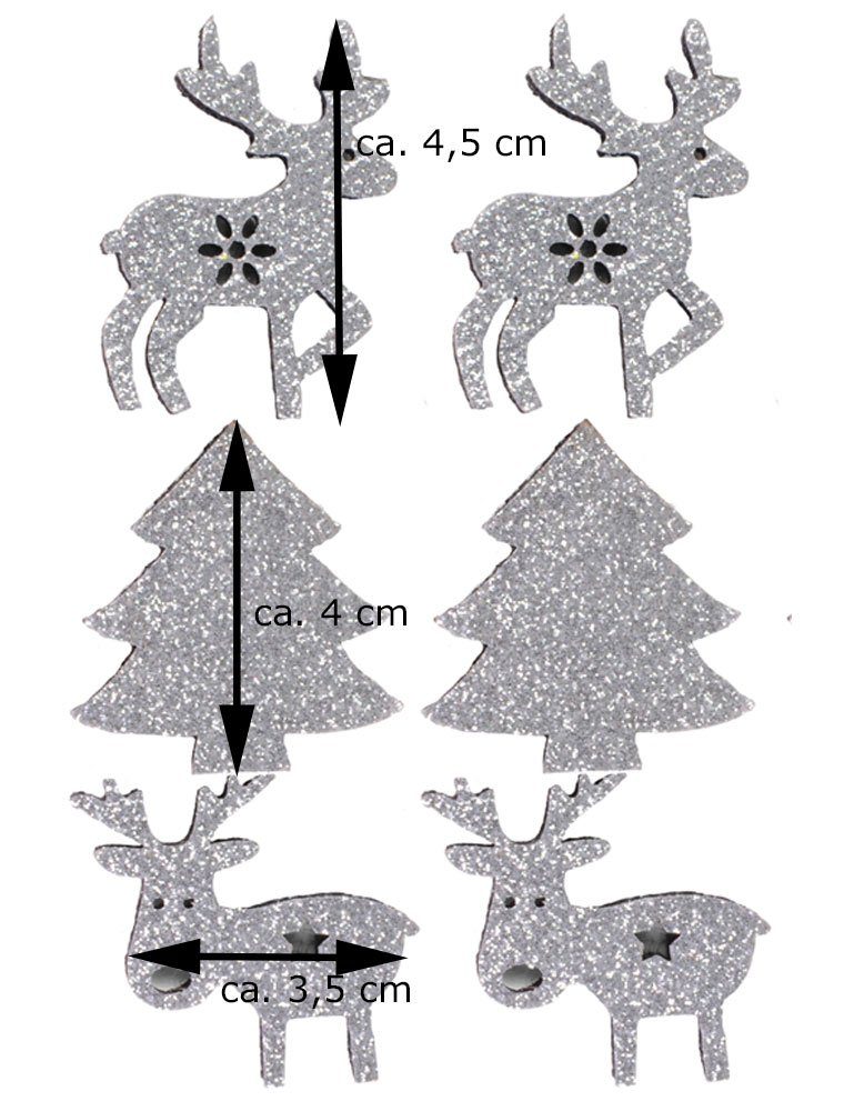 mit RIFFELMACHER 3D - Streudeko WEINBERGER ca. 4cm Tischschmuck Konfetti Glitter 70092 Filz - Silber & Hirsche/Bäume Weihnachtsdekoration