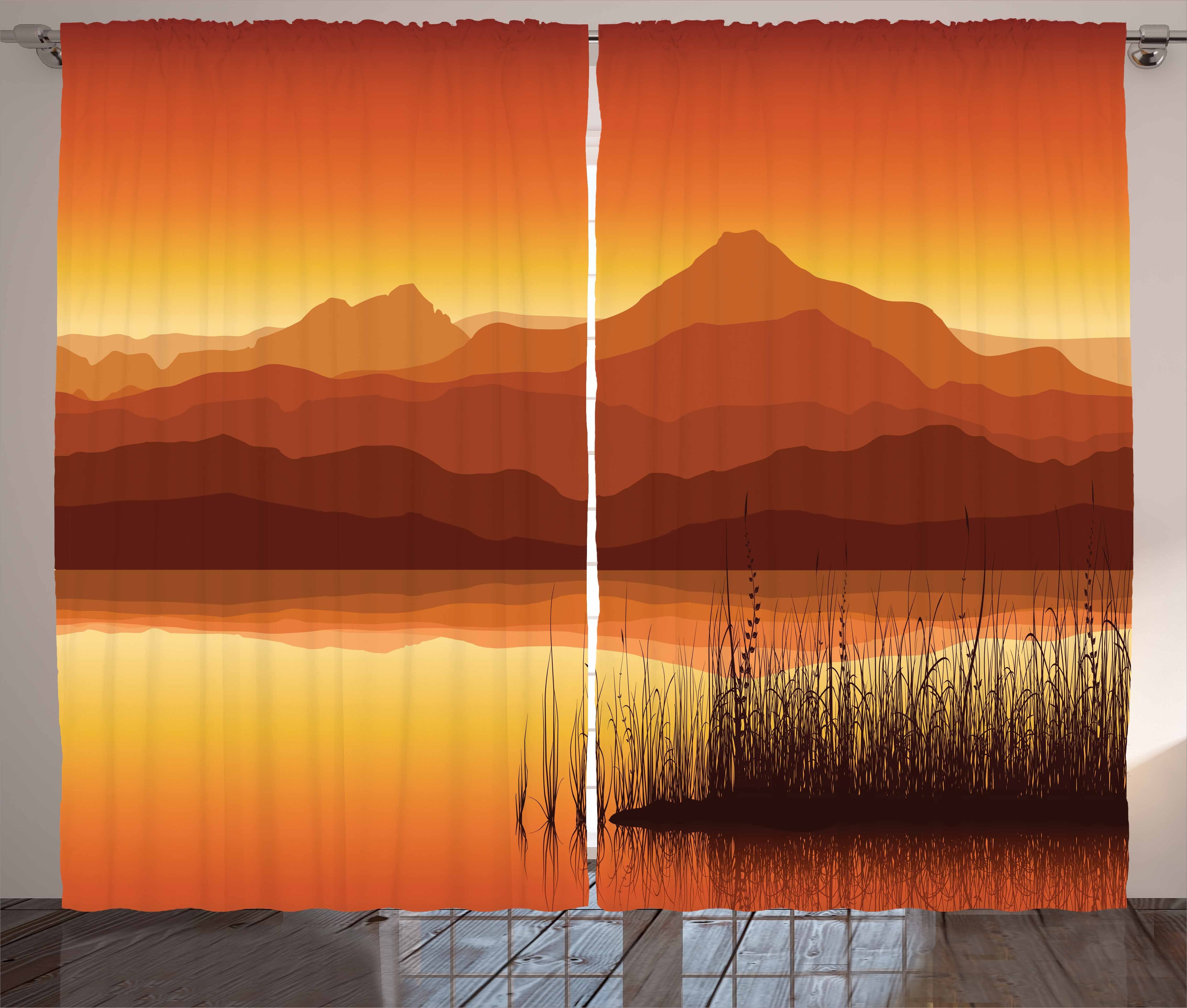 Berge Schlaufen See Haken, Schlafzimmer und Kräuselband Abstrakte Vorhang Sonnenuntergang Abakuhaus, mit Gardine