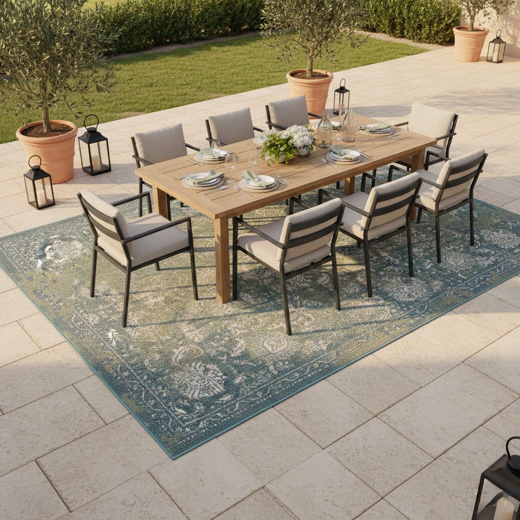 Pergamon Outdoorteppich Indoor Outdoor Teppich Lagos Vintage, Rechteckig, Höhe: 4 mm