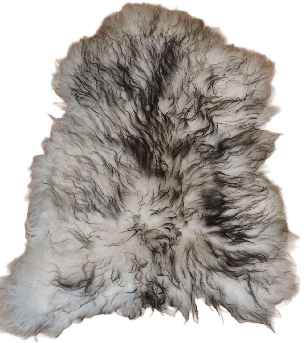 Fellteppich Island Schaffell 100–110 cm – Echtfell weiß-dunkel geflammt