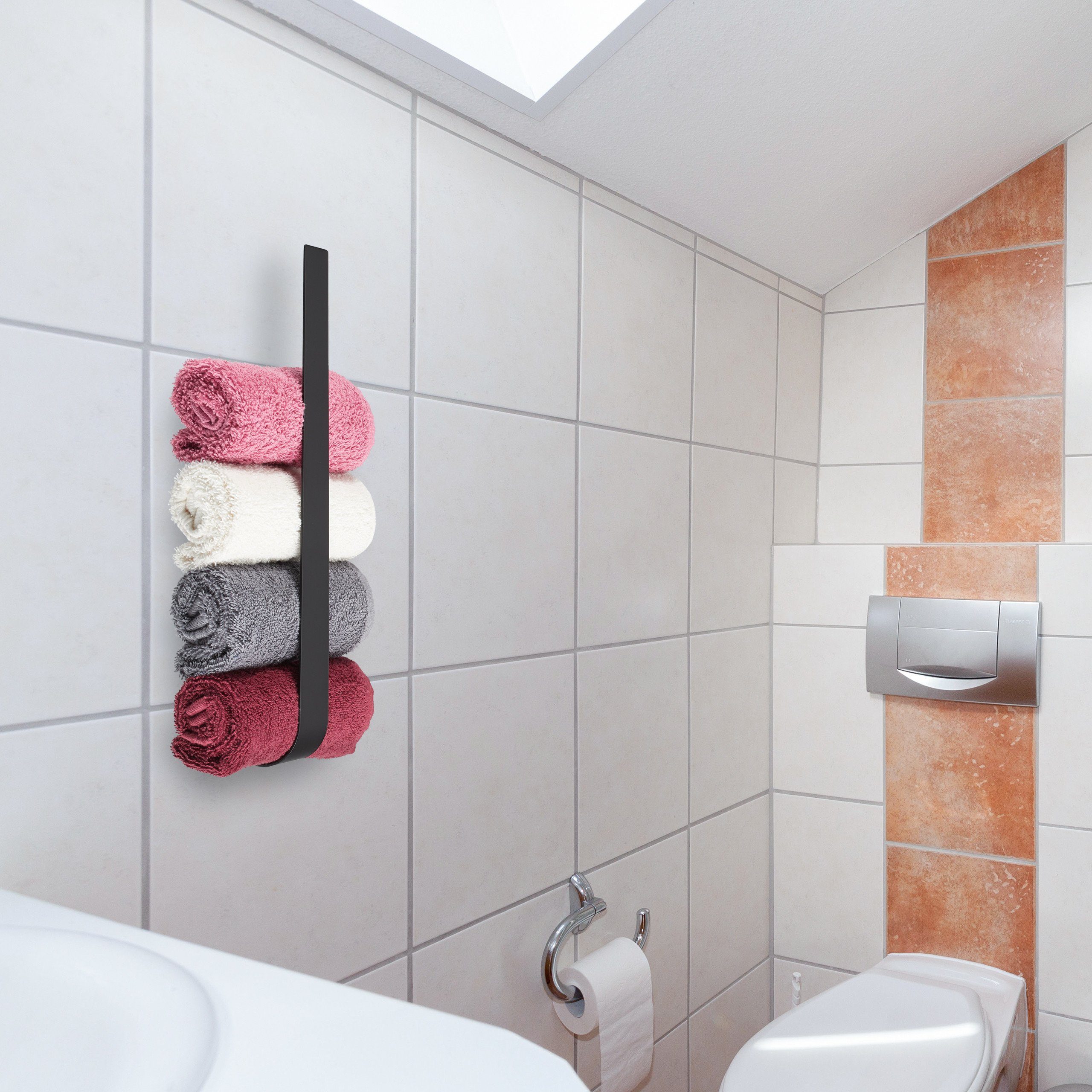 relaxdays Handtuchhalter Schwarzer Handtuchhalter Edelstahl günstig online kaufen