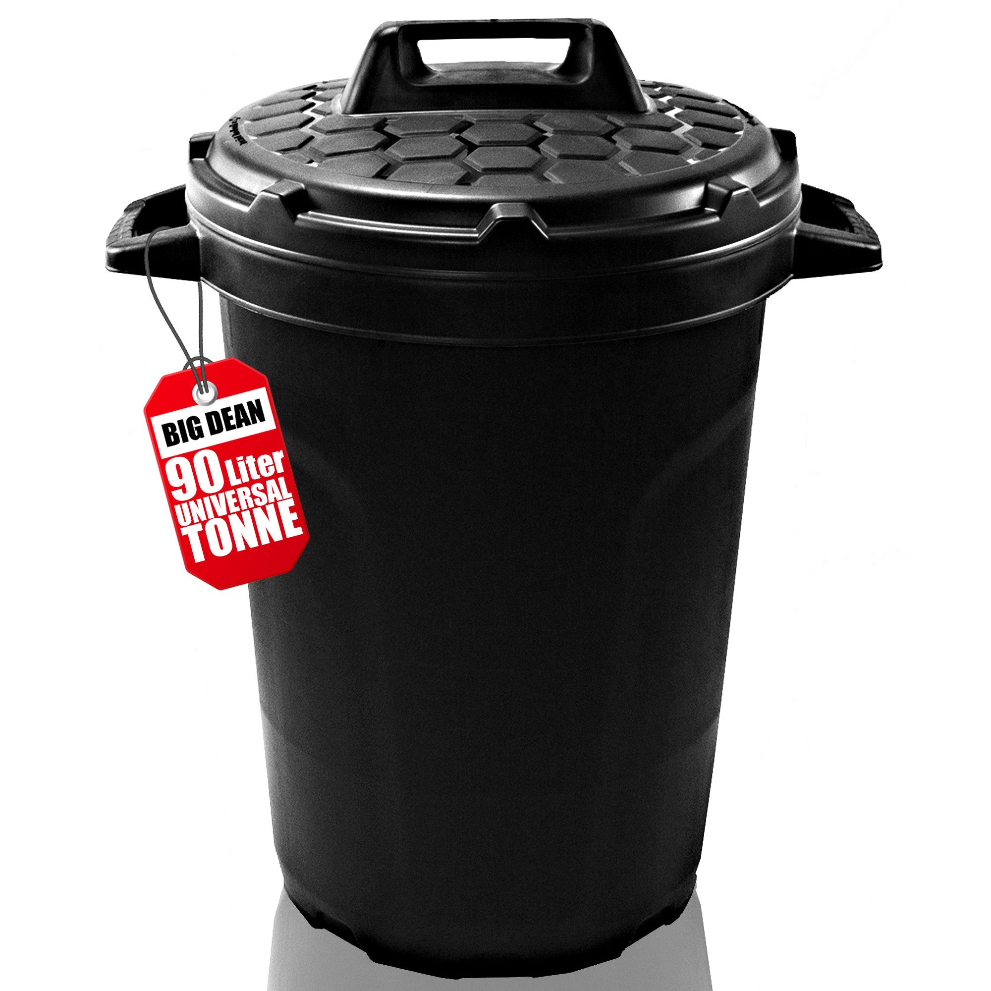 BigDean Mülleimer Universal Allzwecktonne 90L Mülltonne schwarz mit Deckel Regenfass, 90 Liter, Bajonettverschluss, Witterungs- und UV-beständig