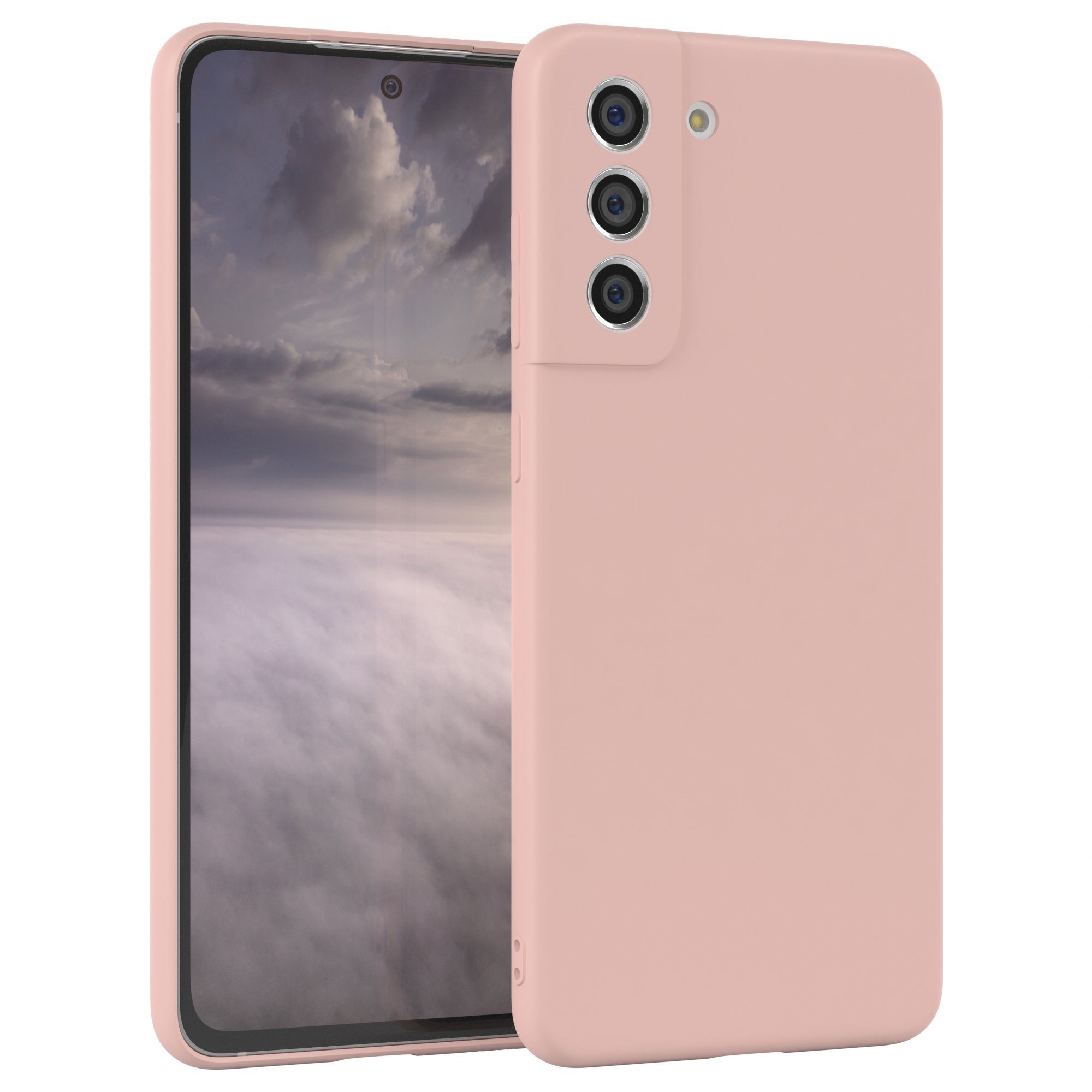 EAZY CASE Handyhülle für Samsung Galaxy S21 FE 5G Hülle Silikon 6,41 Zoll, Hülle mit Kameraschutz Bumper Case silikonschutzhülle Rosa / Altrosa