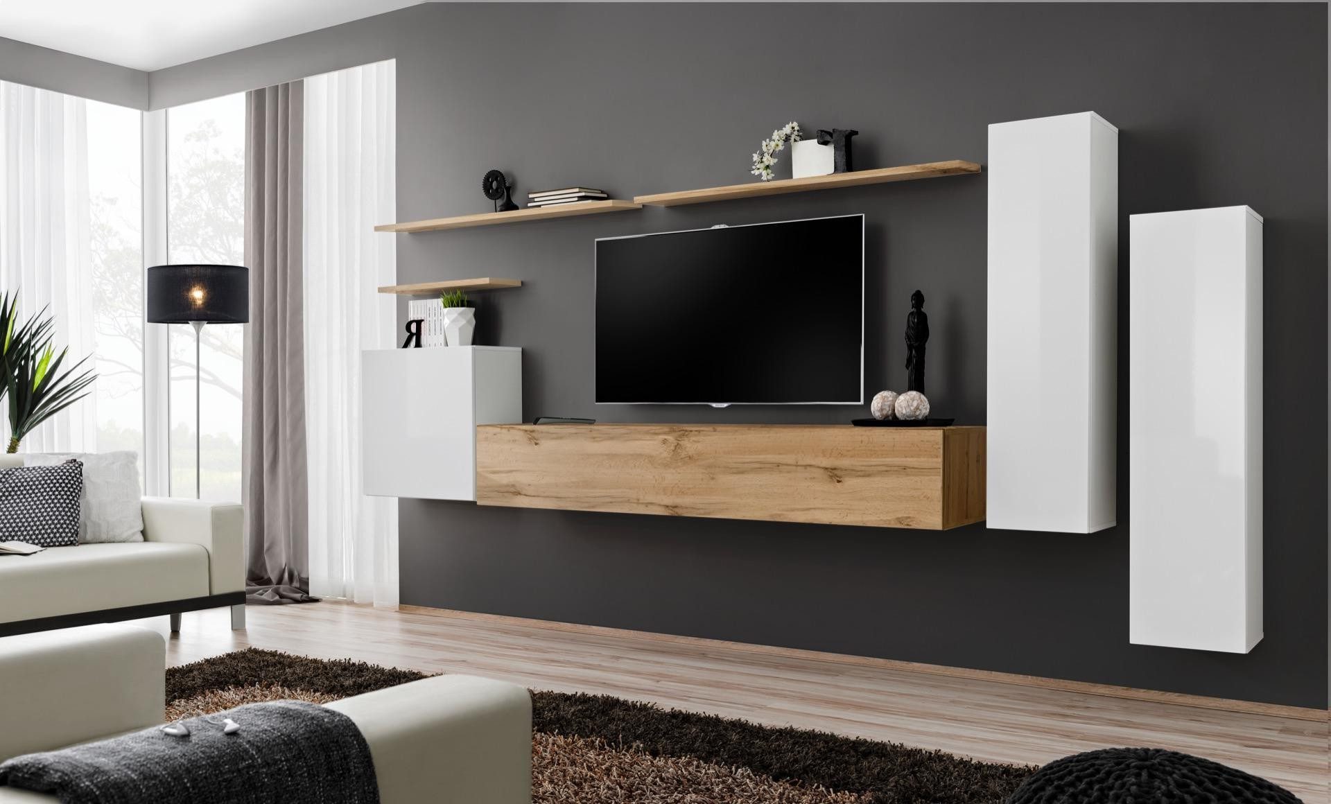 Xlmoebel Wohnwand Designer Wandregal Set 7tlg Luxus Modern für Wohnzimmer, Made in Europa