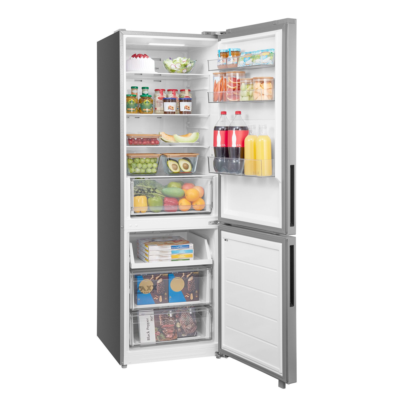 Midea Kühl-/Gefrierkombination SPACE MASTER MDRB548MME46, 186 cm hoch, 59,5 cm breit, Mehr Platz für Frische – mit extra viel Stauraum und NoFrost