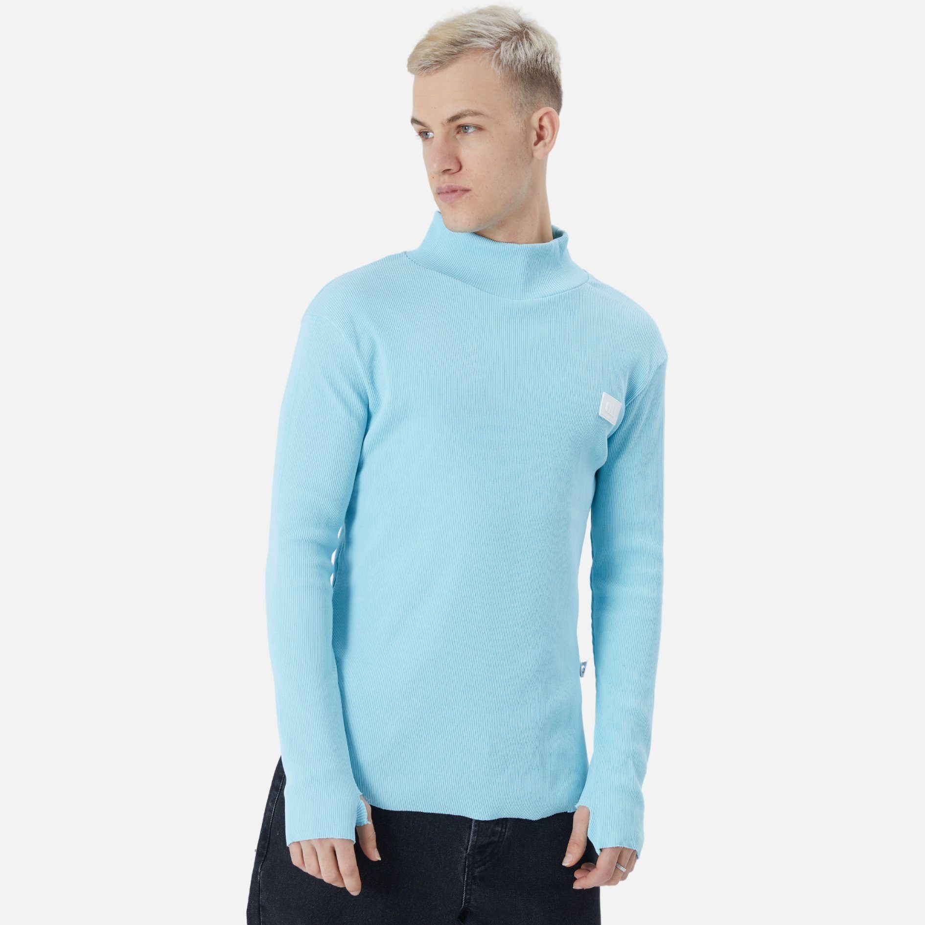 Pullover COFI Fit Herren Casuals Babyblau Sweatshirt Rundhals Regular Sweatshirt