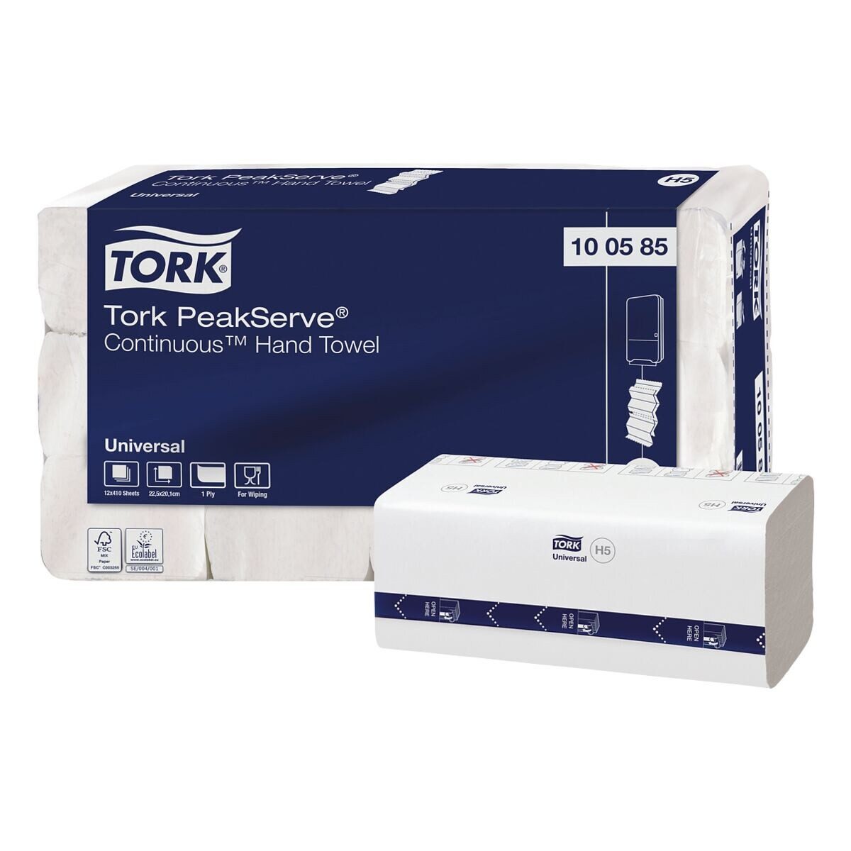 TORK Papierhandtuch PeakServe® Continuous Universal H5, 1-lagig, Tissue, 20,1x22,5 cm, weiß, 4920 Blatt