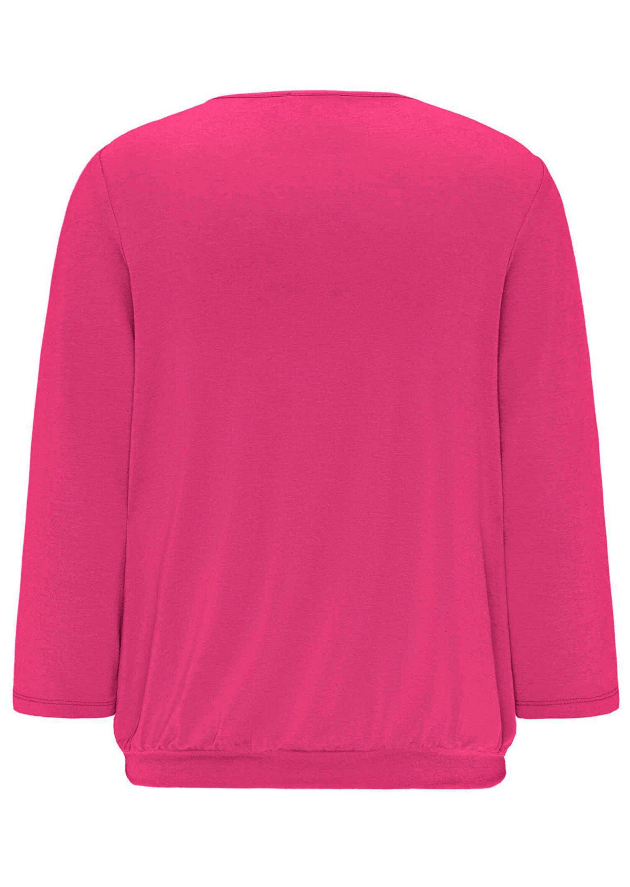 GOLDNER Kurzarmbluse Gepflegtes Shirt pink eleganter Blusen-Optik in
