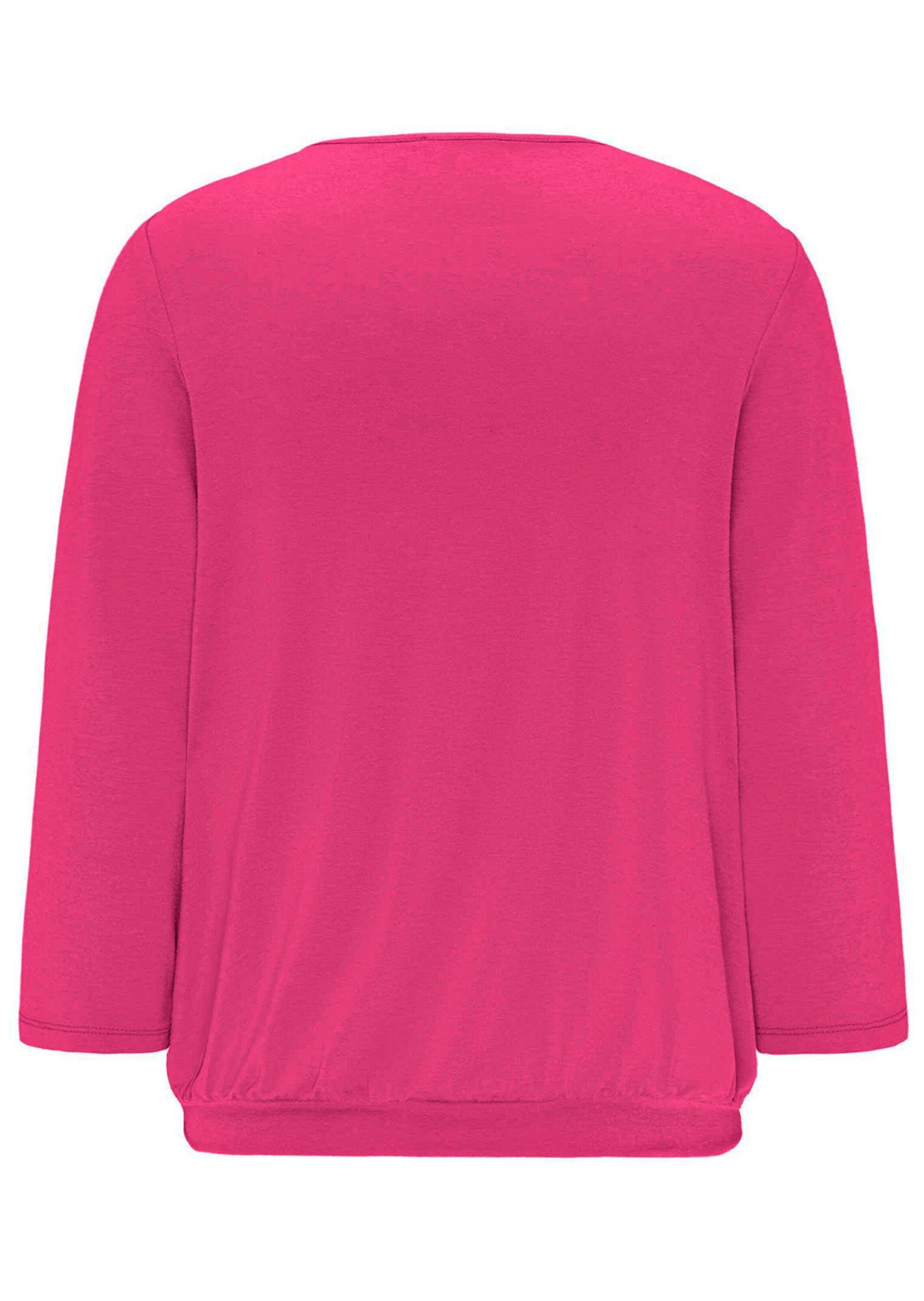 GOLDNER Kurzarmbluse Gepflegtes eleganter Shirt pink Blusen-Optik in