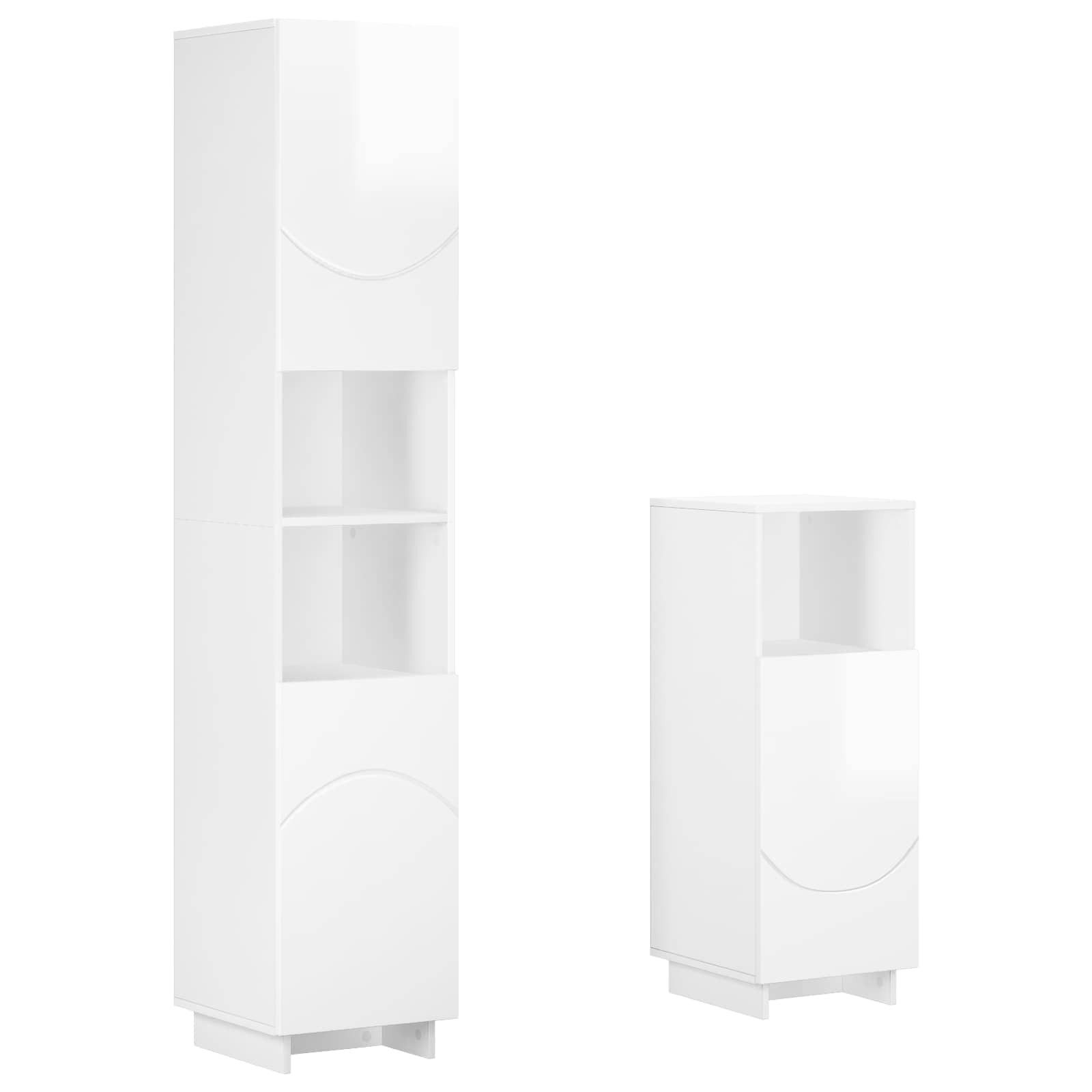 vidaXL Gartenlounge-Set Badezimmerschrank-Set 2 stk. Hochglanz Weiß Holzwerkstoff, (2-tlg)