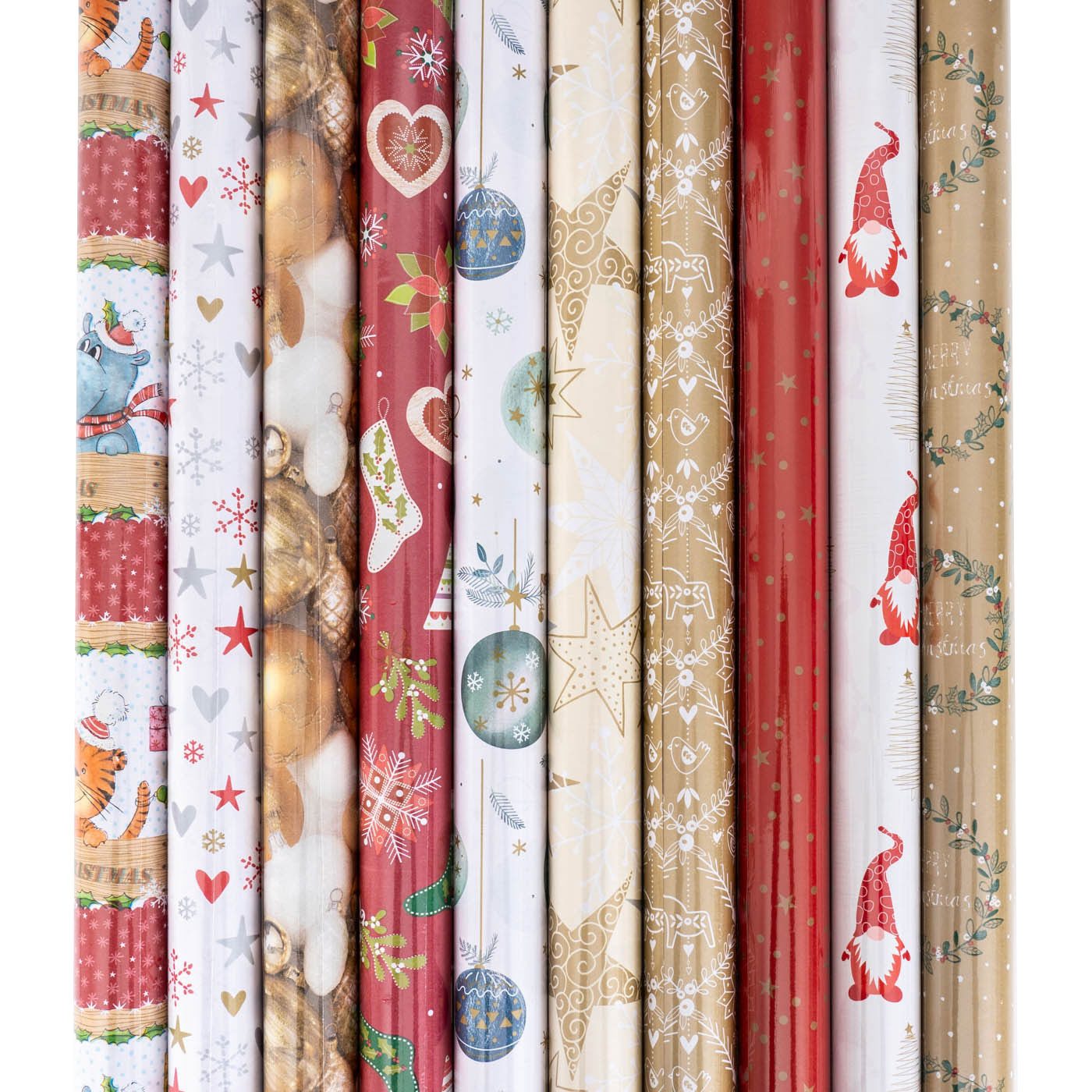 Levandeo® Dekoobjekt, 10er Set Geschenkpapier 70x200cm Bunt Advent Weihnachten