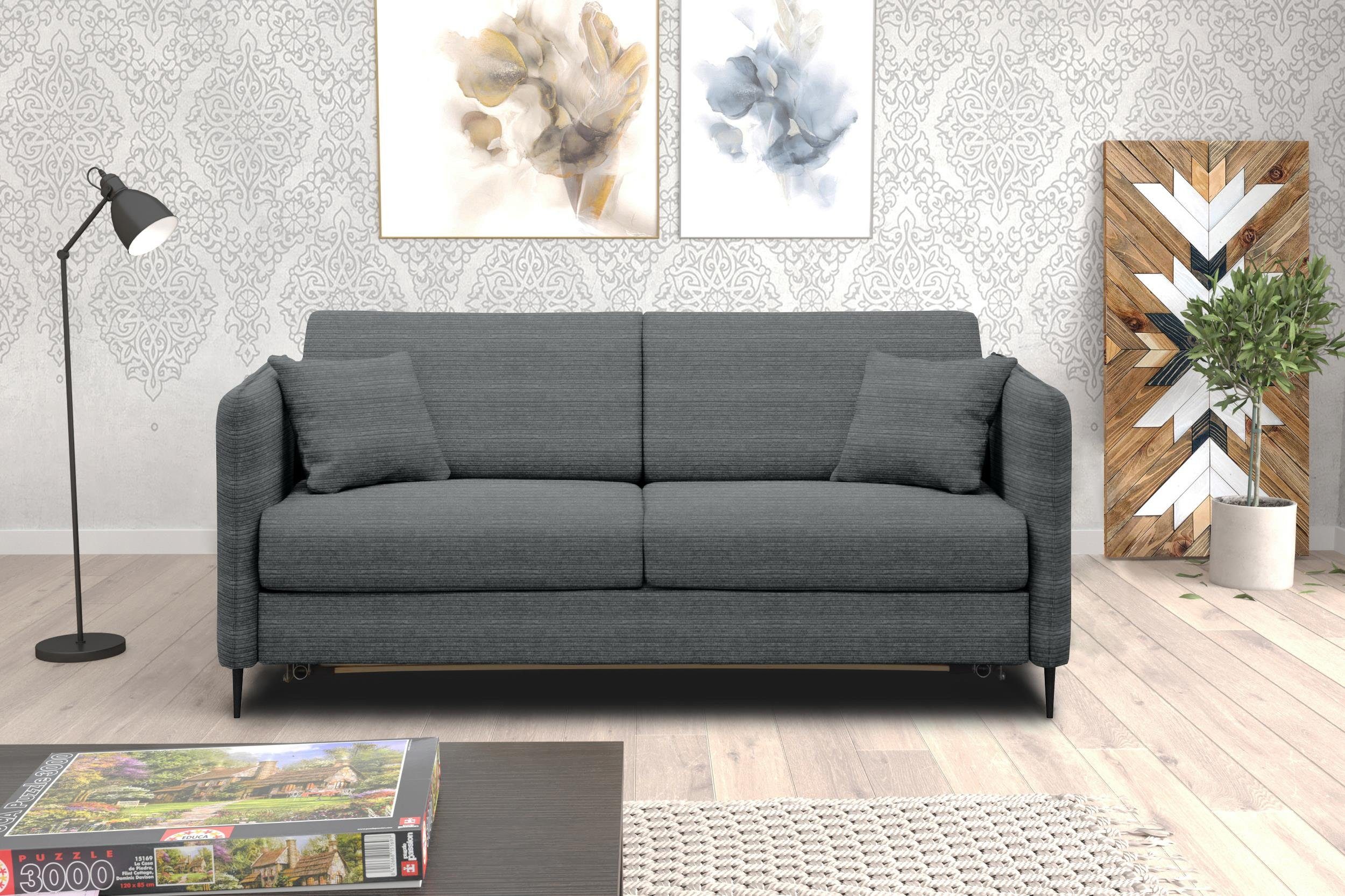 Stylefy 3-Sitzer Metall Raum im Modern 2-Sitzer, Sofa, Arnold, stellbar, mit frei Bettfunktion, Design