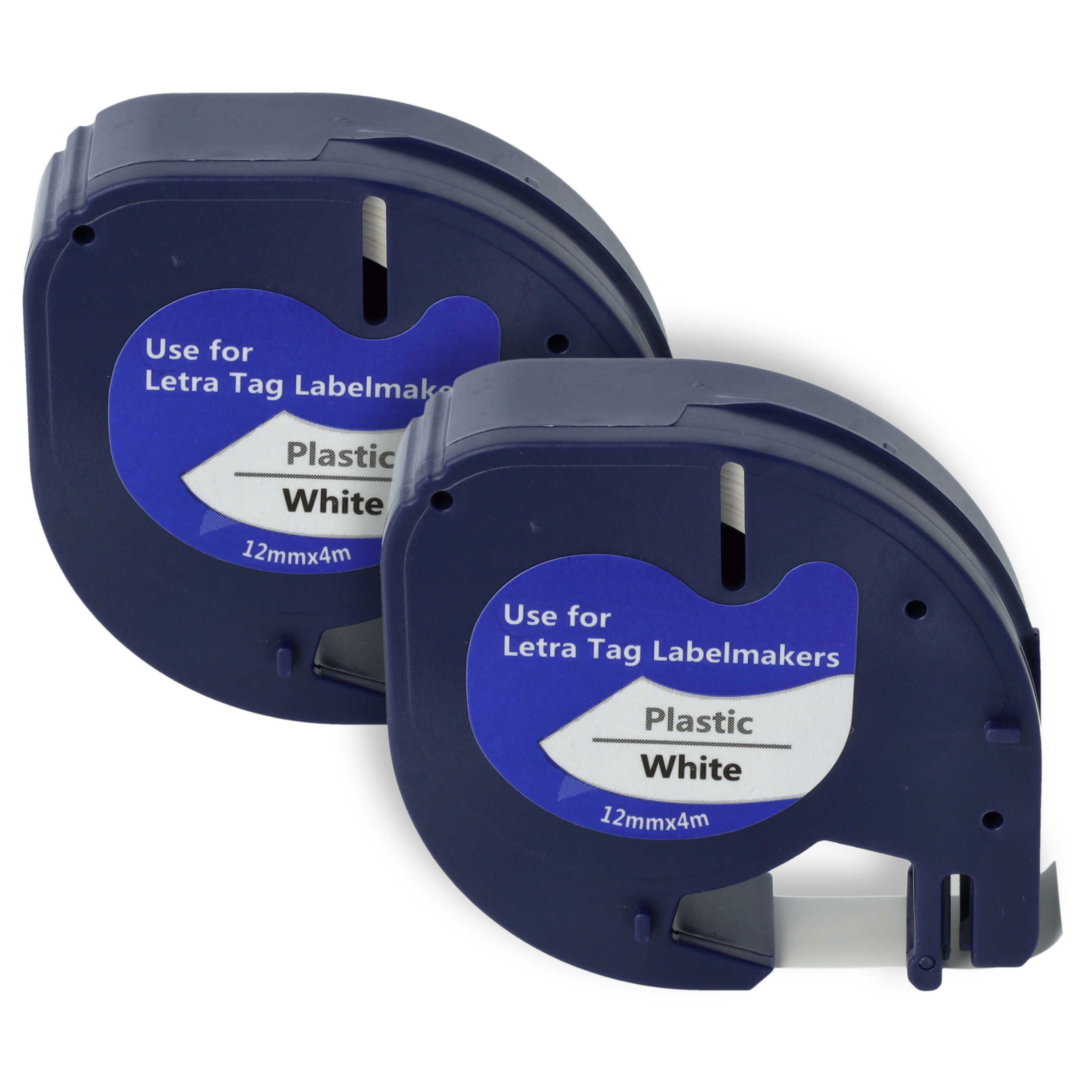 vhbw Beschriftungsband passend für Dymo LetraTag LT-100H, LT-100T, QX50, XR, 200B, Hochwertige Patronen für Ihren Etikettendrucker, Kompatibel und