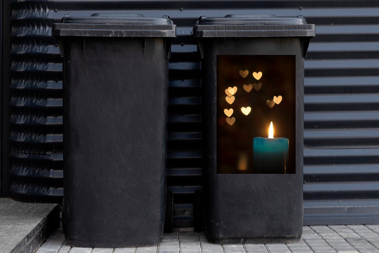 Wandsticker - Mülltonne, - Licht Herz Container, Mülleimer-aufkleber, Abfalbehälter - MuchoWow Sticker, Abstrakt St), (1 Kerze