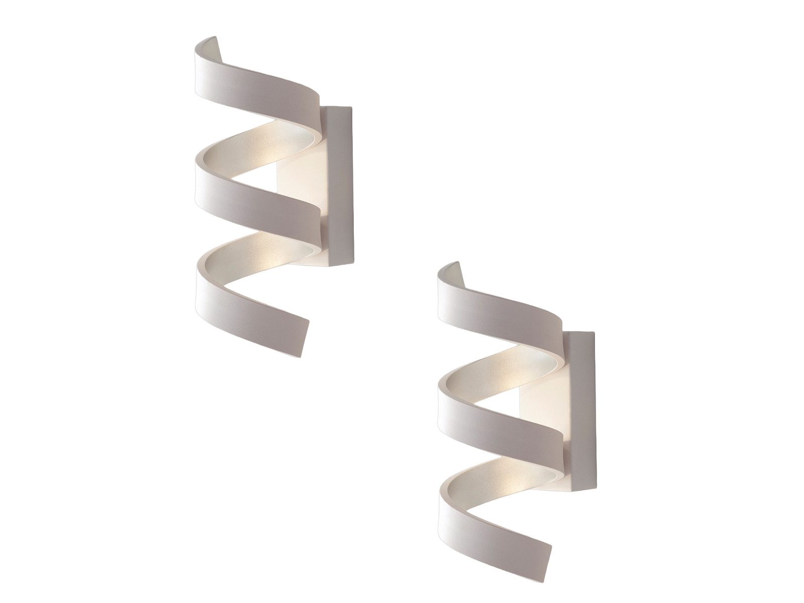 Luce Ambiente Design LED Wandleuchte 2er Set Spiral-Lampe in Weiß / Silber, LED fest integriert, Warmweiß, ausgefallene Wandlampe innen, indirekt-e Wand-beleuchtung
