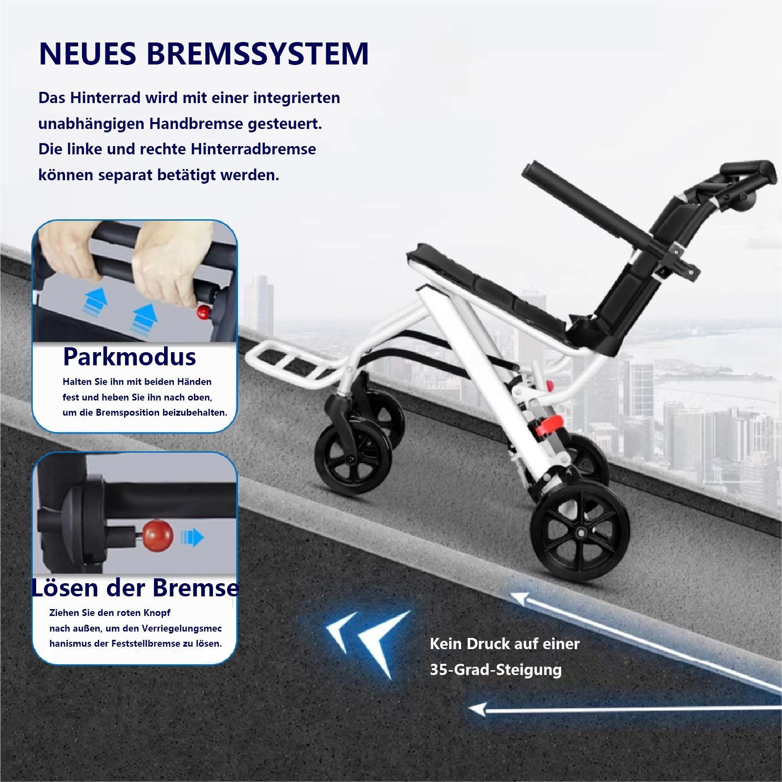 Rutaqian Rollstuhl Faltbarer & Leichter Rollstühle,Transportrollstuhl für die Wohnung, Belastbarkeit 180 lbs, Rollstuhl für schmale Türen