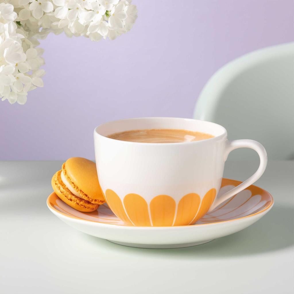 Villeroy & Boch Tasse Fleur Couleur Kaffeetassen mit Untertassen 160 ml, 6-tlg., Porzellan