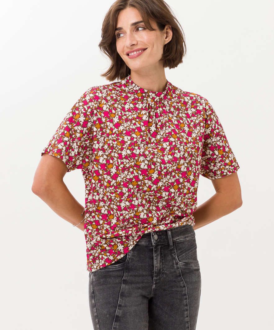 Langarmshirt Brax farbintensiver CAMILLE, Flowerprint Raffinierter, Style