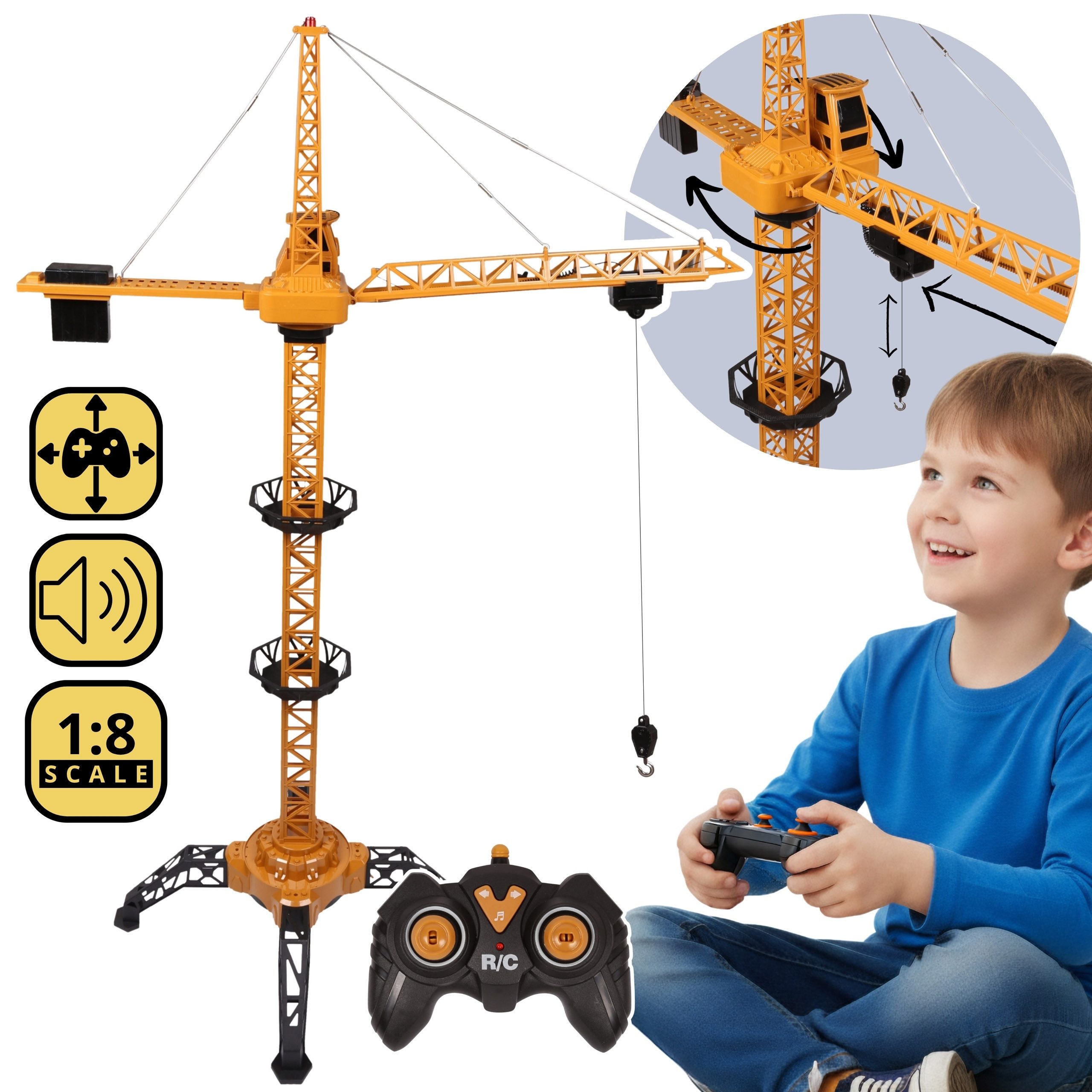 Sarcia.eu Spielzeug-Kran Ferngesteuerter Baukran 140 cm mit Licht & Sound – günstig online kaufen