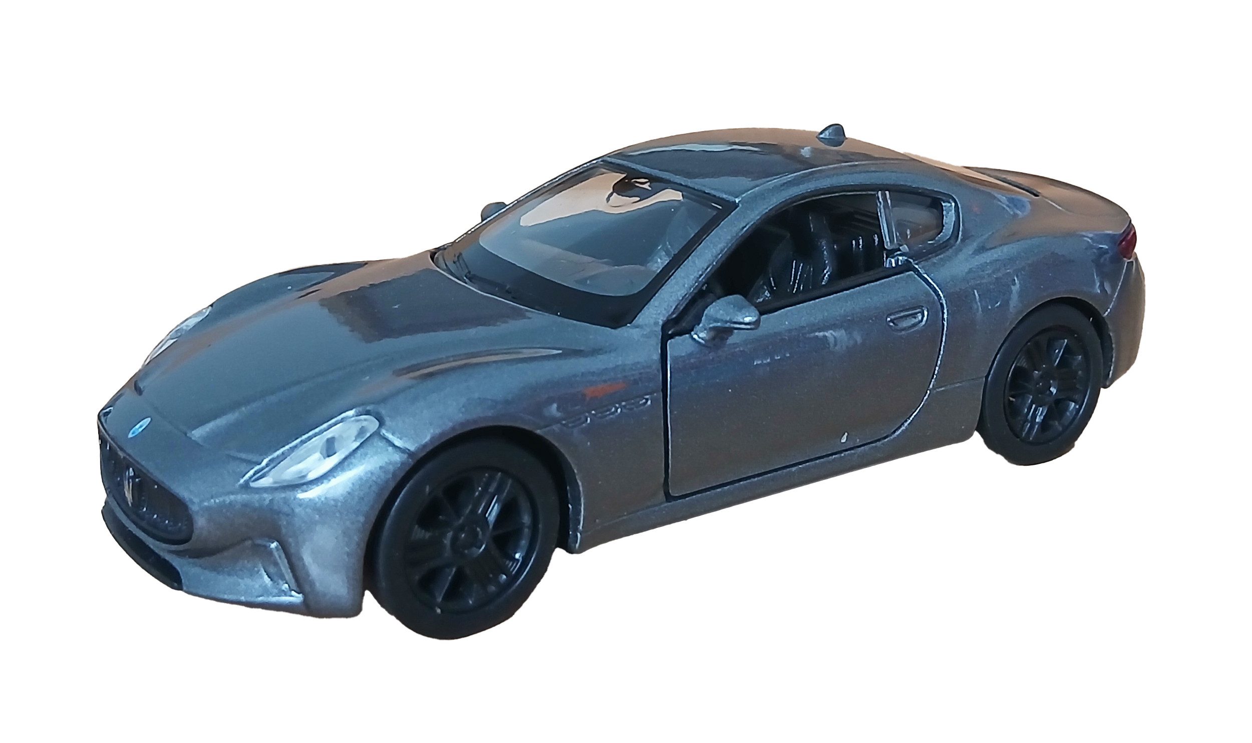 Welly Modellauto MASERATI GranTurismo Folgore Modellauto Metall mit Rückzug 34 (Grau), Modell Auto Spielzeugauto Spielzeug Kinder Geschenk