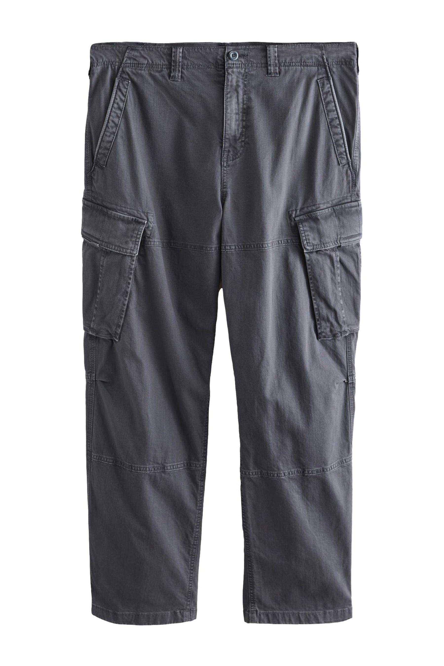 Stretch-Hose Relaxed Fit Cargohose, gewaschener Baumwollstretch
