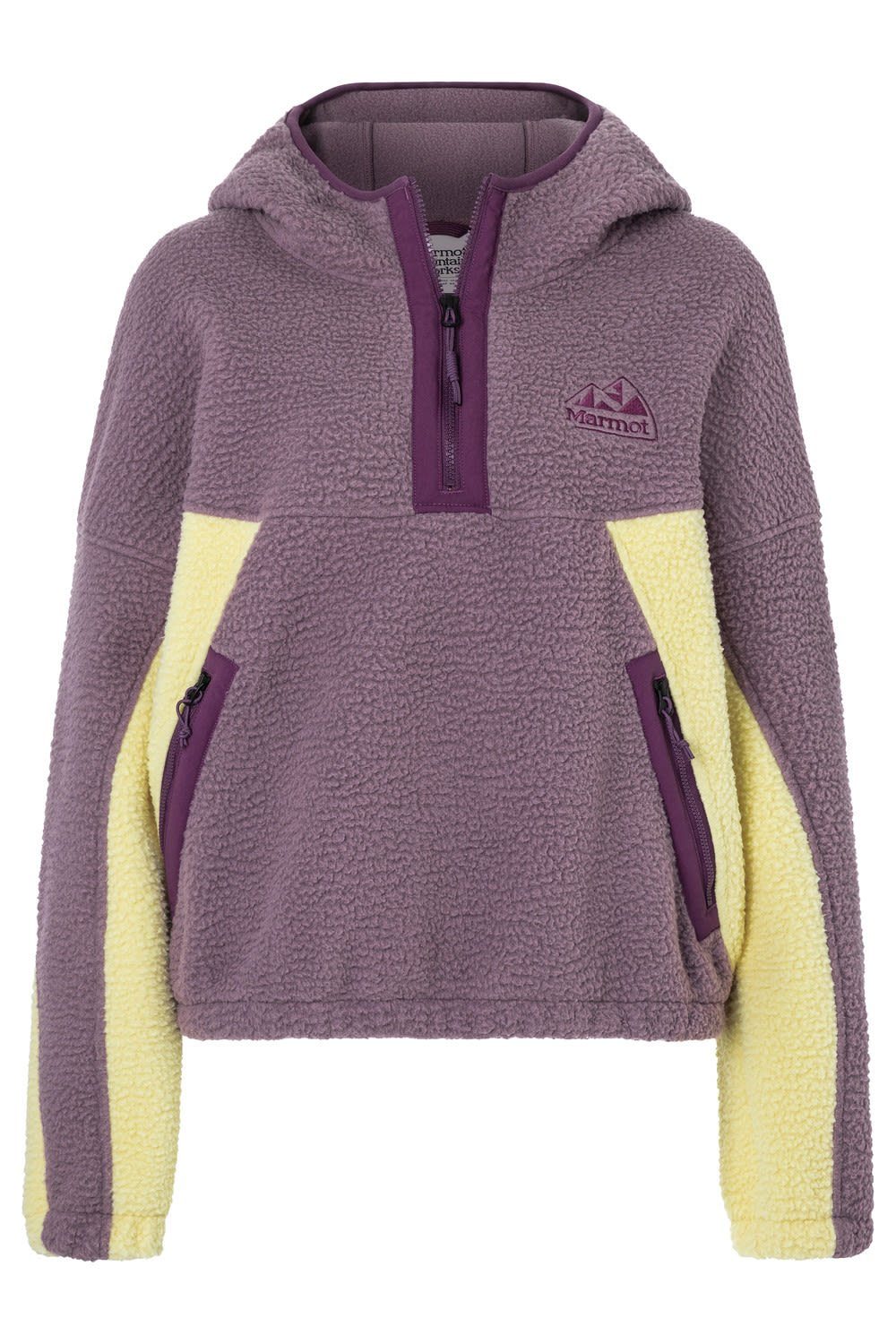 Marmot Fleecepullover Marmot W Super Aros Fleece Hoodie Damen Sweater Hazy Purple - Wheat - Purple Fig