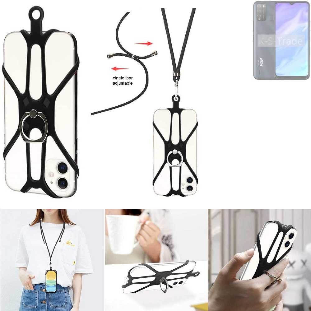 K-S-Trade Handyhülle für Tecno Pop 5X, 3in1 Handykette Handyband Handykordel Halsband Smartphone-Ring