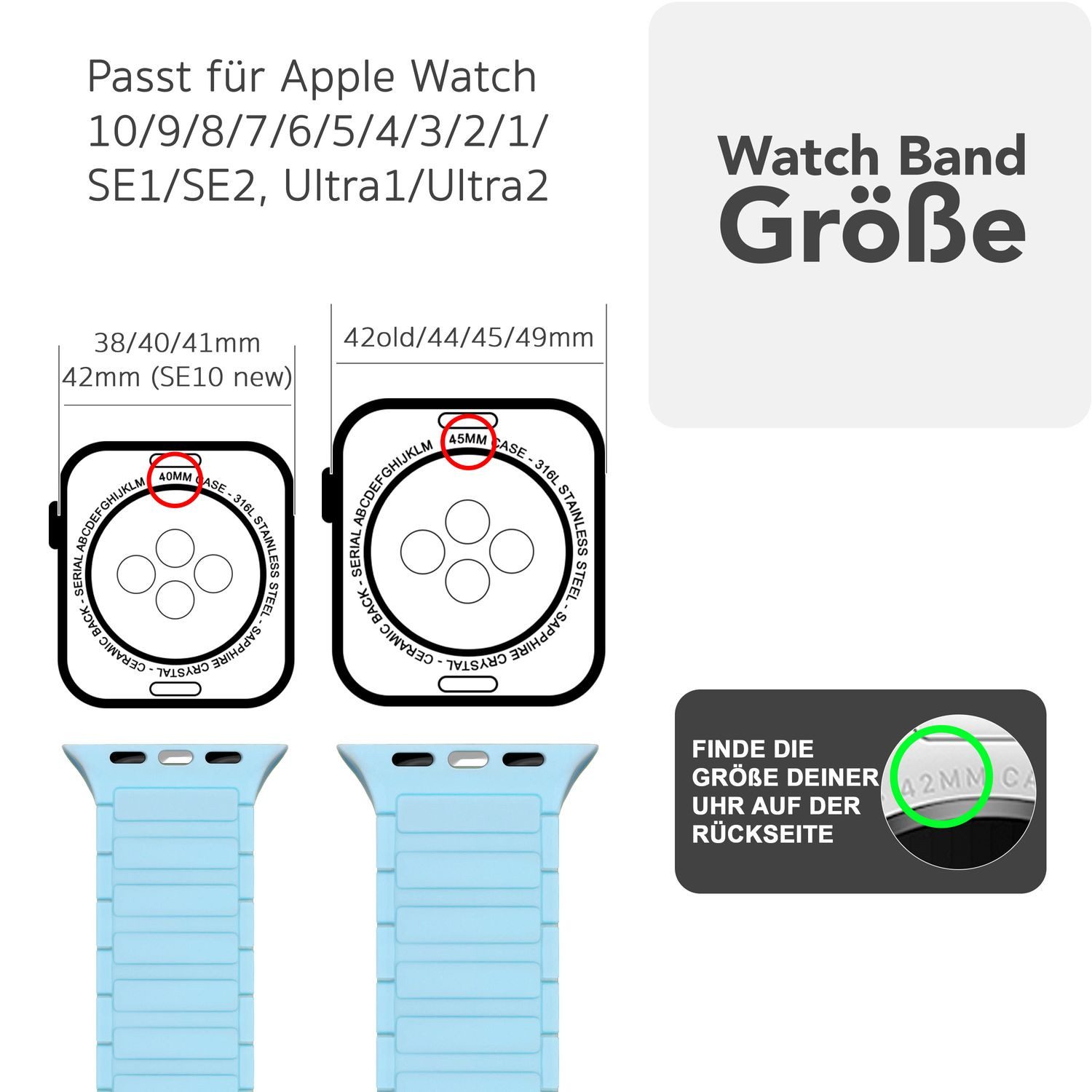 Nalia Smartwatch-Armband Apple Watch 49mm/46/45/44/42(Serie 1-3), günstig online kaufen