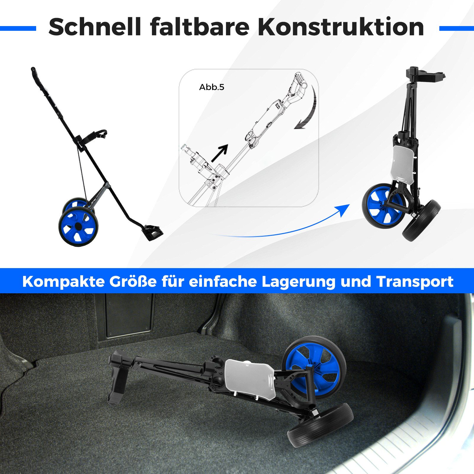 COSTWAY Golftrolley Golfwagen, mit Anzeigetafel, 4-Rad