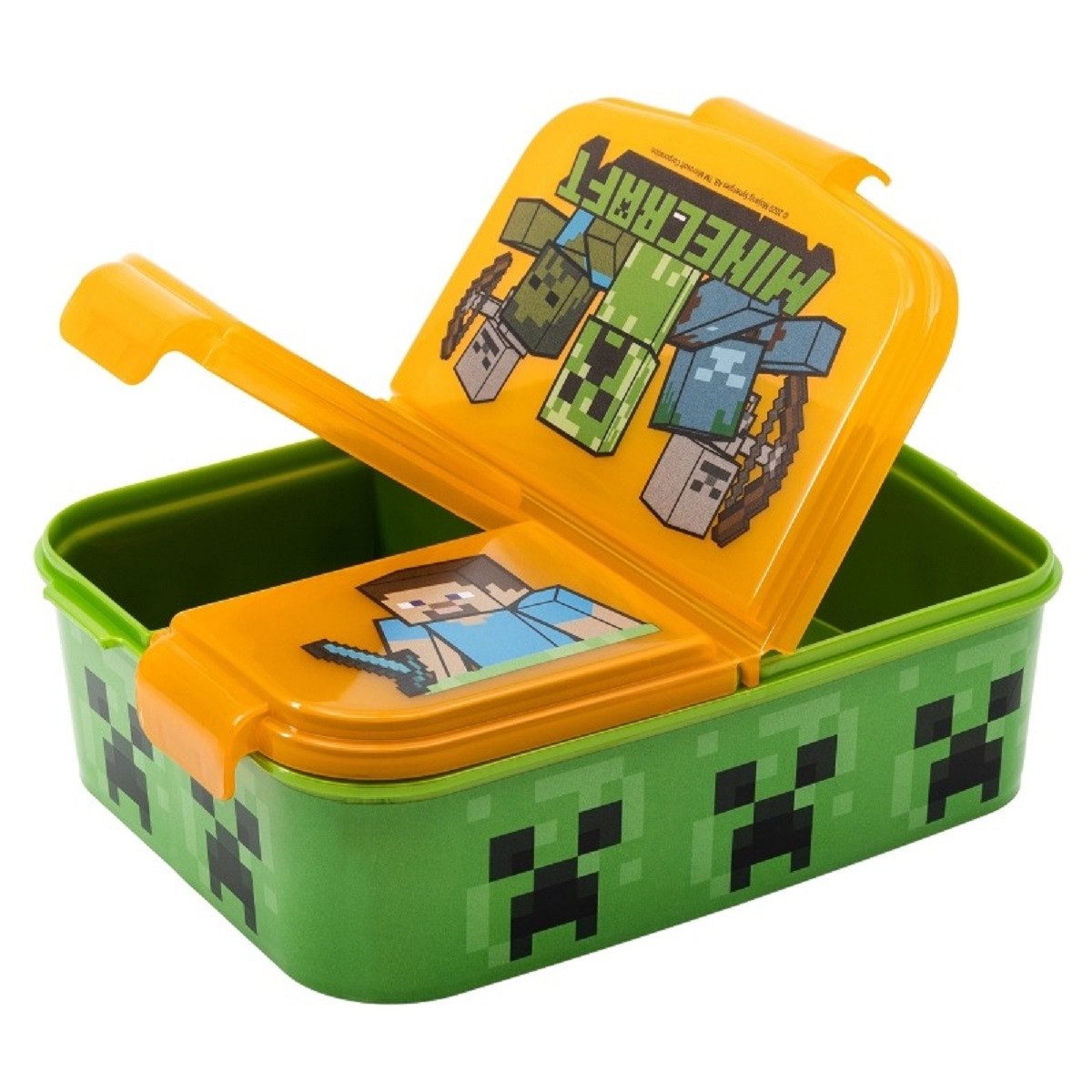 Stor Lunchbox Minecraft Kinder Brotdose – Lunchbox mit 3 Fächern & tollem Design, (Essen Aufbewahrung, 1x Deckel, 1x Brotdose), Brotdose