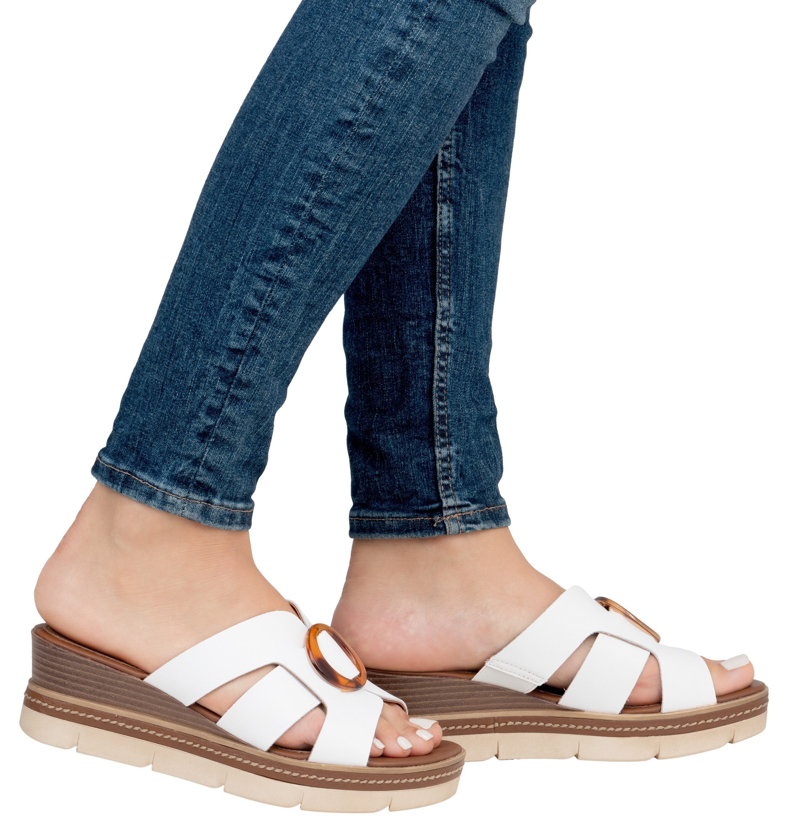 Remonte Pantolette, Keilabsatz, Sommerschuh, Schlupfschuh mit schöner Ziers günstig online kaufen