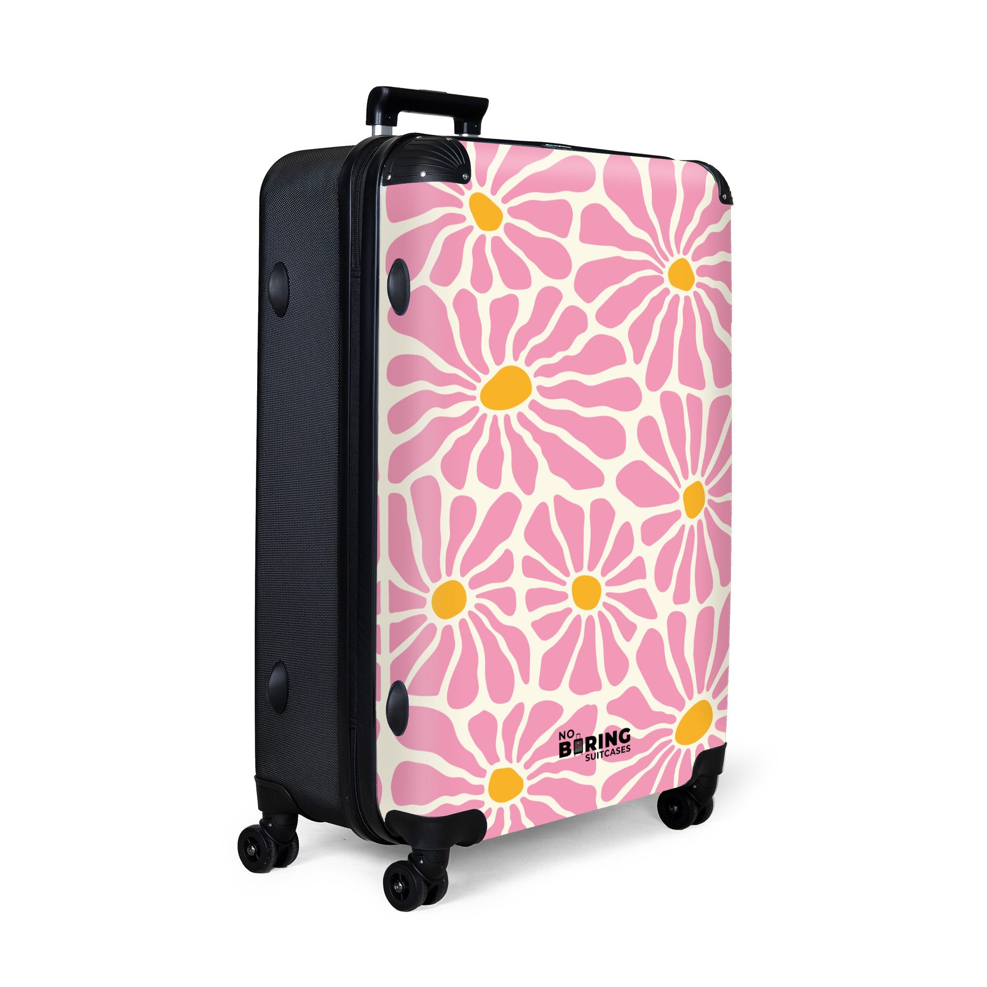 NoBoringSuitcases.com© Hartschalen-Trolley Beige mit rosa und günstig online kaufen