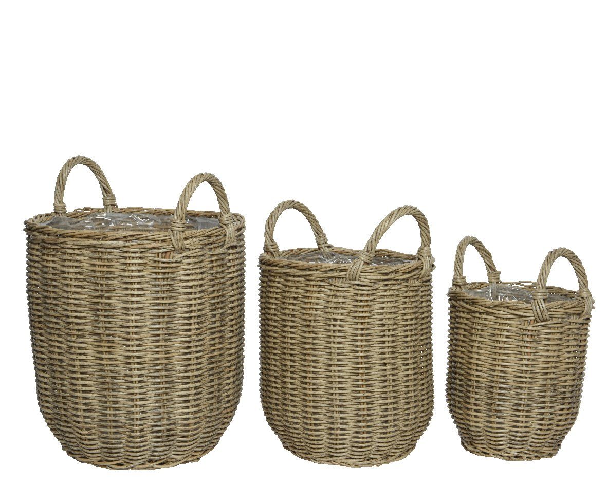 Kaemingk Blumentopf, 24-34cm 3er natur D. geflochten Weide Outdoor Blumentopf Set braun