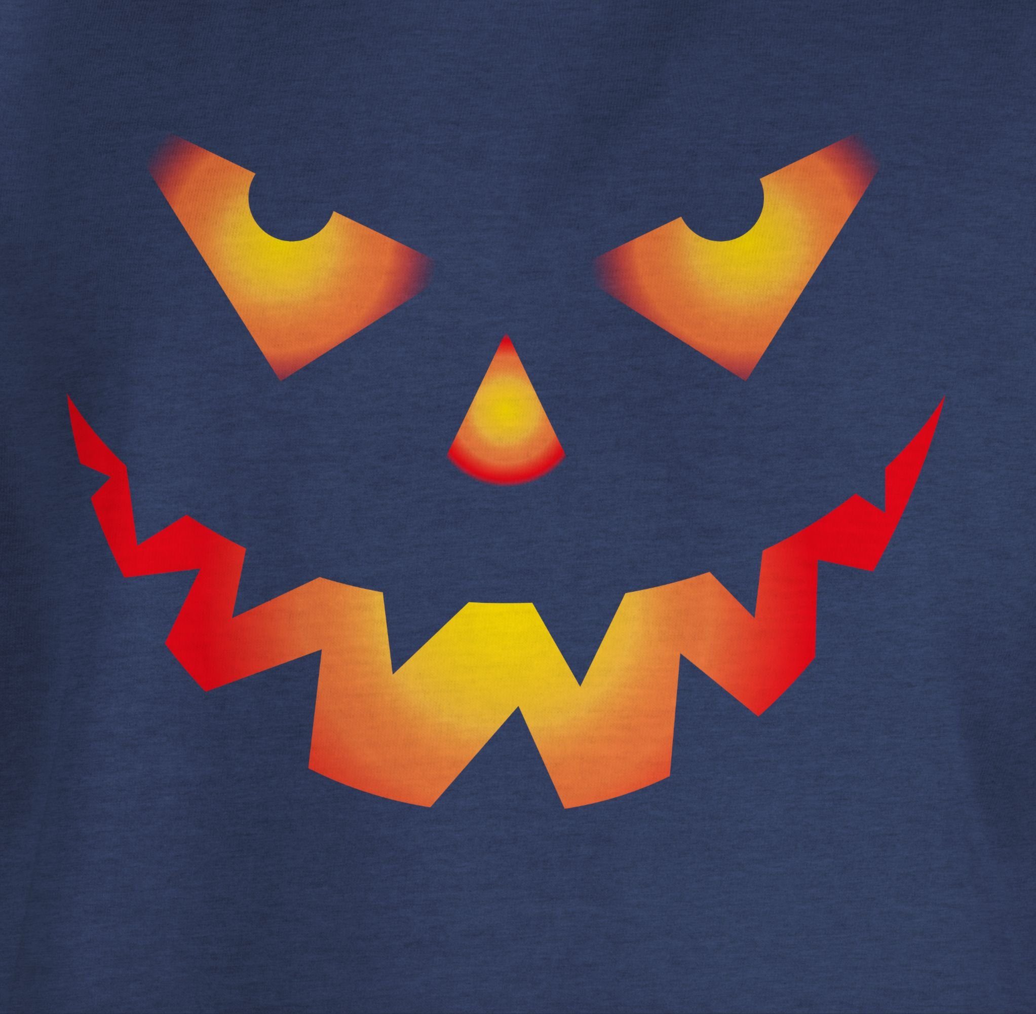 Shirtracer T-Shirt Halloween Kürbis Gesicht Gruseliger Dunkelblau 02 Kürbisgesicht Meliert Kostüme Kinder Gruselig Böse für Halloween