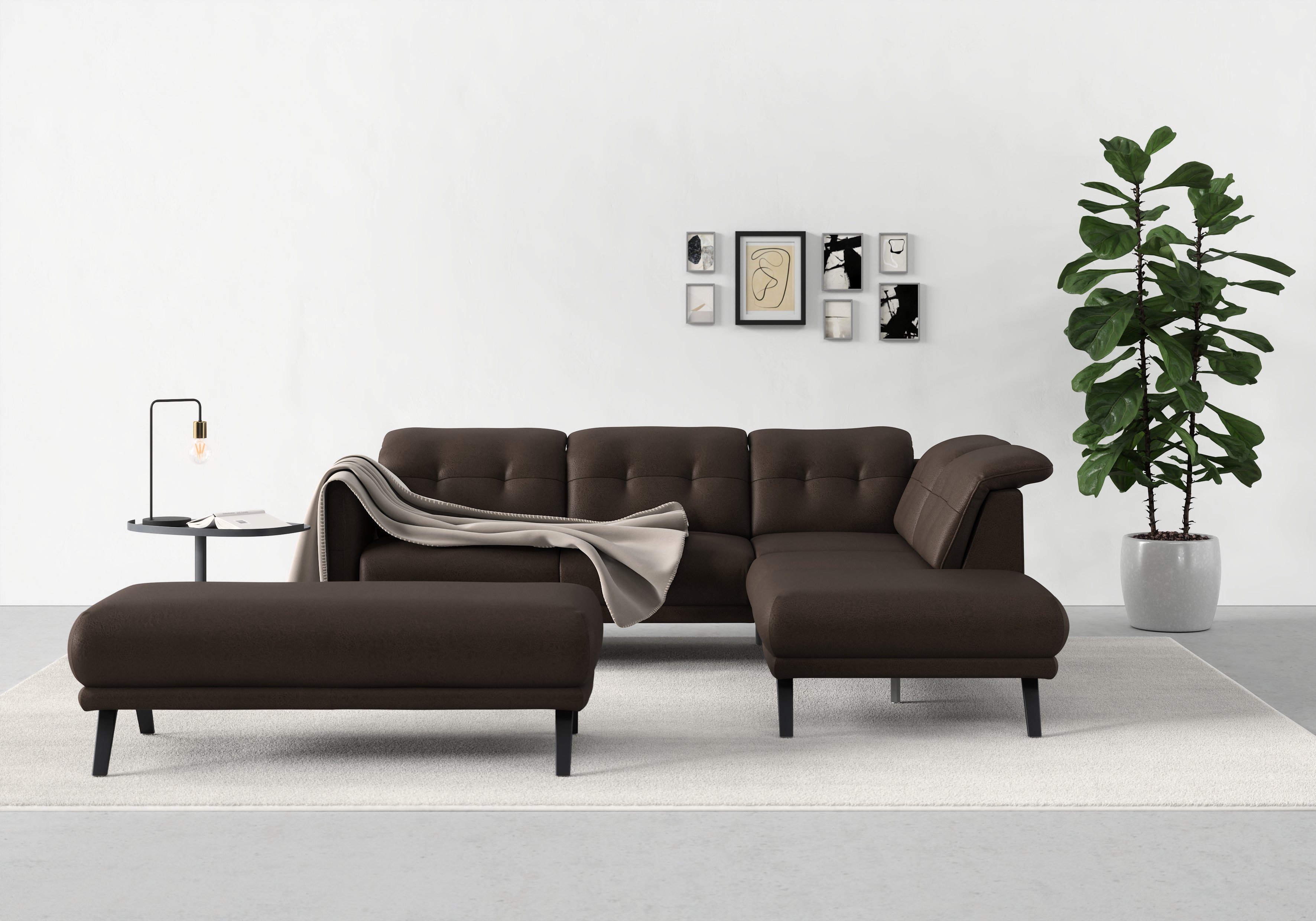 sit&more Ecksofa Scandia, Wahlweise mit Kopfteilverstellung und Armteilfunktion