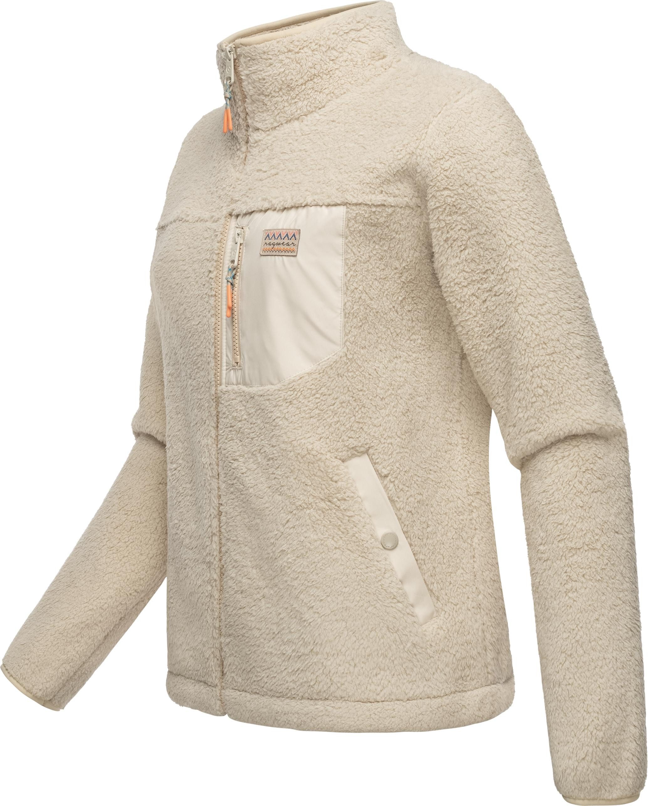 Ragwear Plüschjacke Alaris Kuschelige Fleecejacke mit Brusttasche