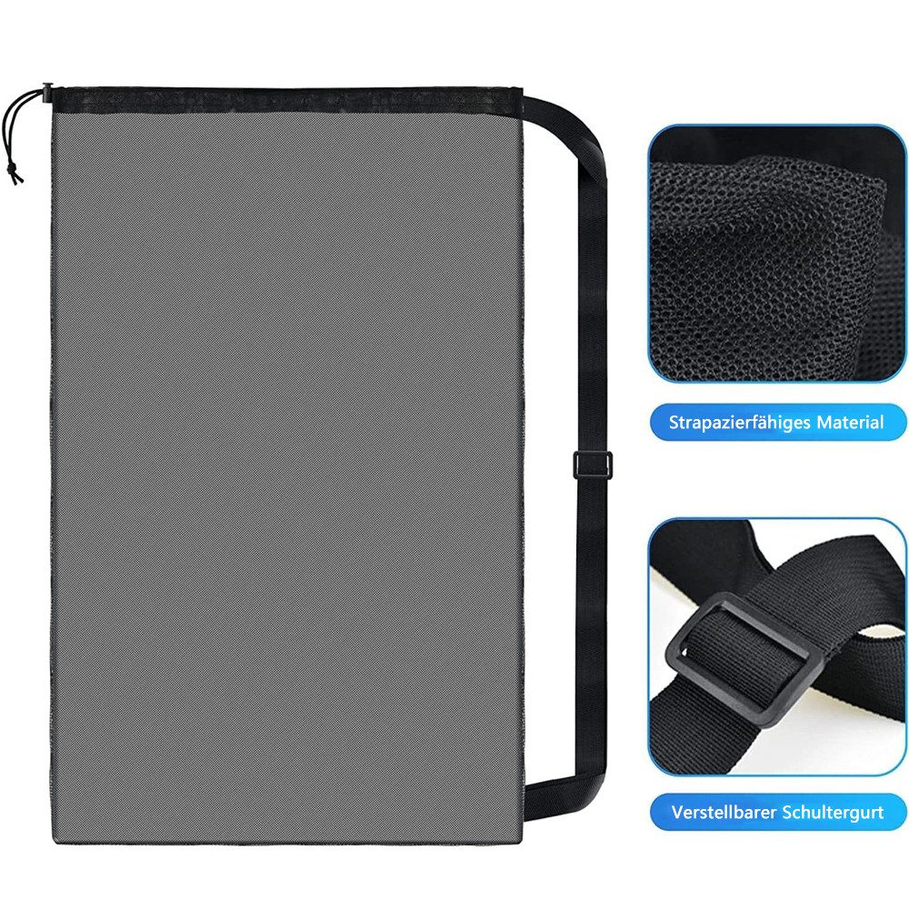 TUWENA Balltasche Extra Große Ballnetz, Tasche aus Netzgewebe, Tragbare Sports Ballnetz, Mit Kordelzug Schultergurt für Fußball Basketball Volleyball Rugbyball