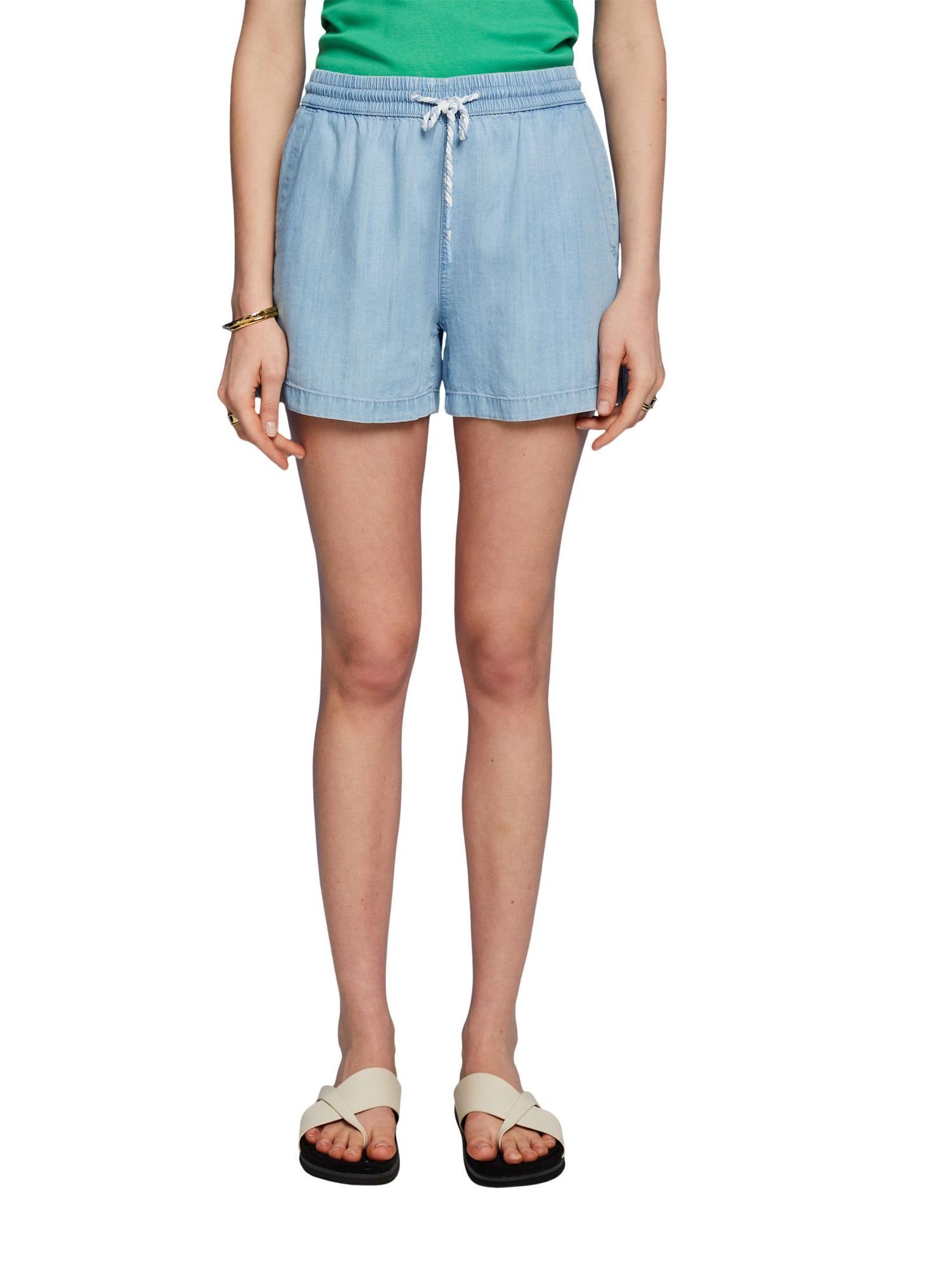 edc by Esprit TENCEL™ (1-tlg) BLEACHED Shorts BLUE Pull-on-Jeansshorts