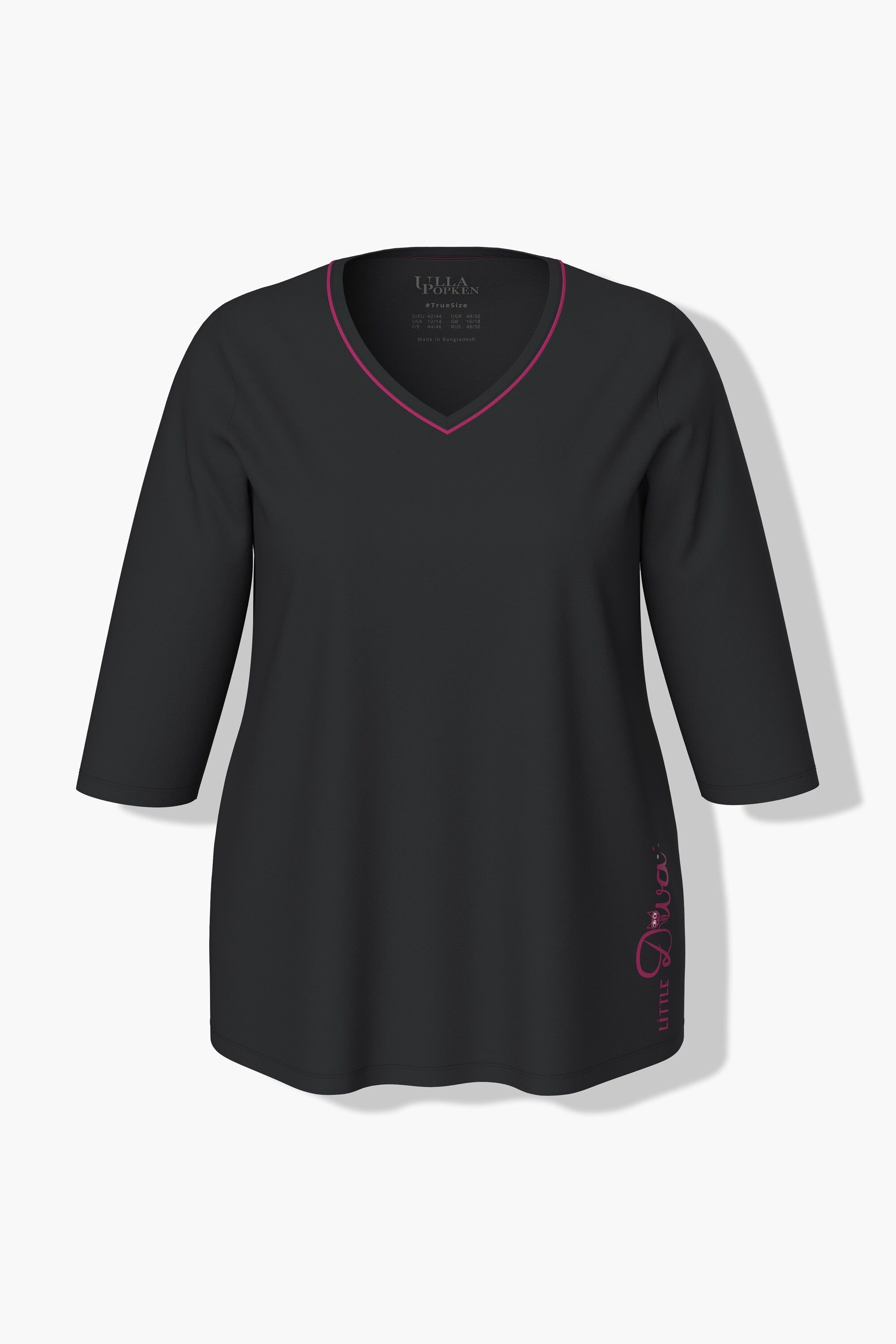 Ulla Popken Pyjama Pyjama Katzen V-Ausschnitt 3/4-Arm Taschen günstig online kaufen