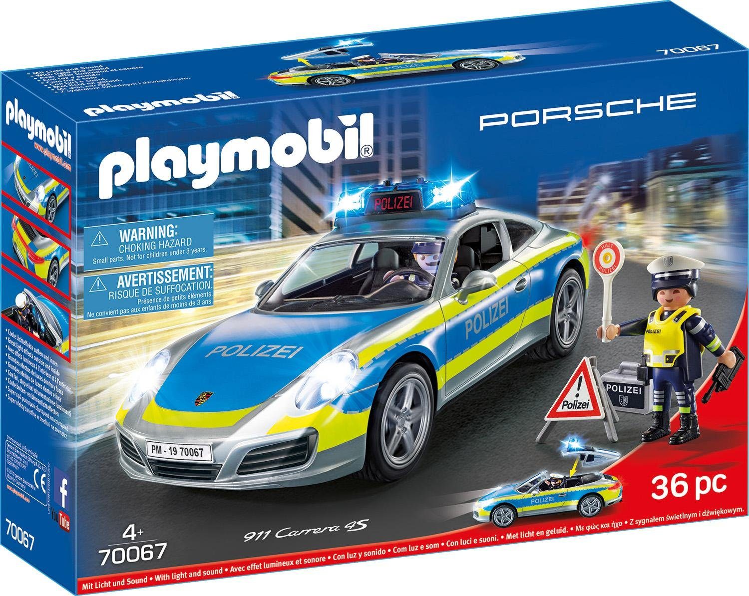Playmobil® Konstruktions-Spielset Porsche Made in 911 (70067), (36 Germany Polizei 4S St), Action, City Carrera