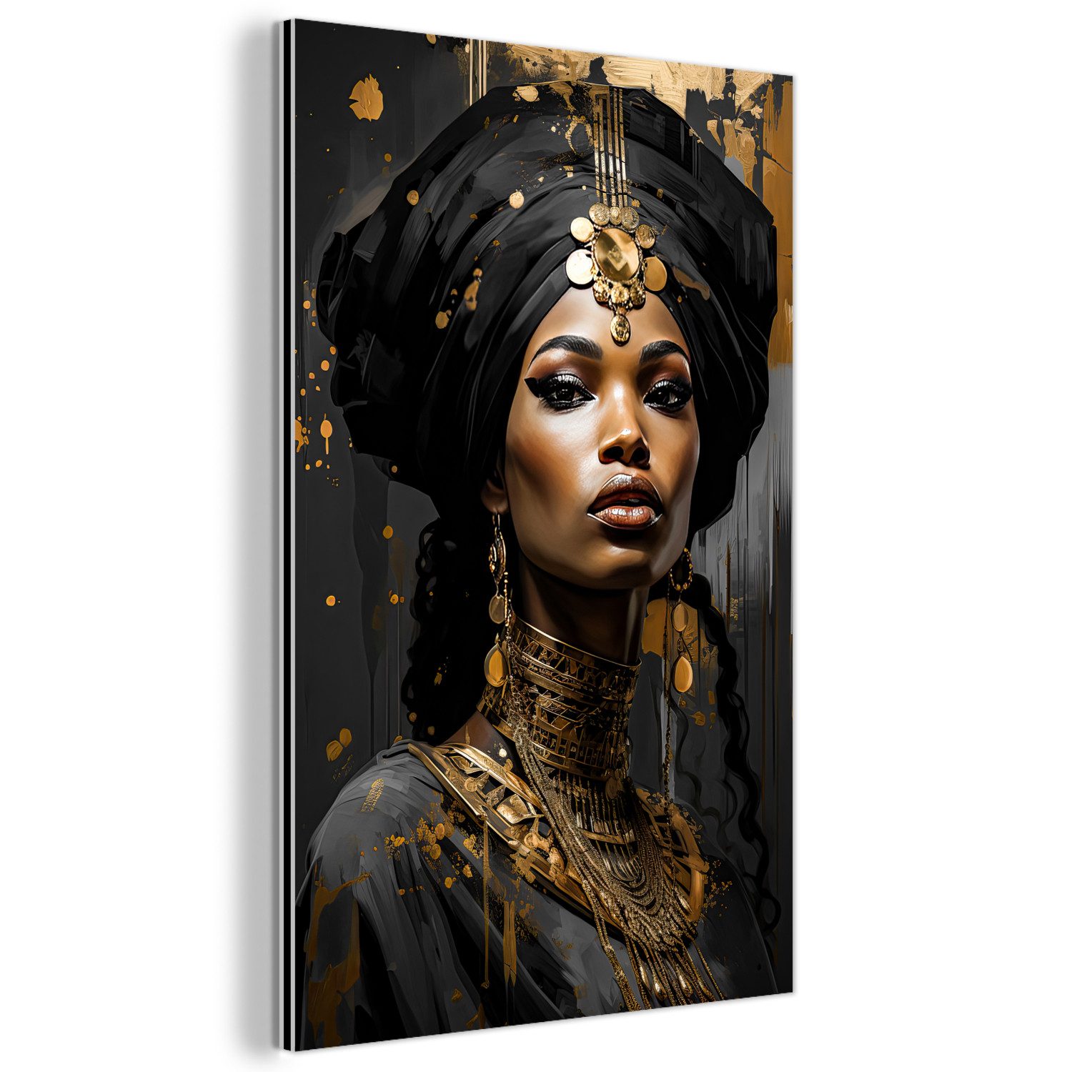 MuchoWow Metallbild Frau - Gold - günstig online kaufen